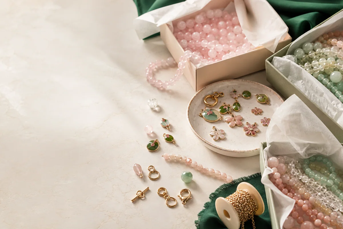 Newly arrived beads, charms and jewellery-making components