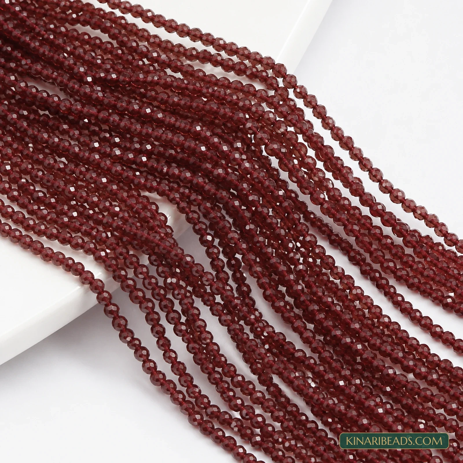 2mm Hydro Crystal Faceted Football Beads – Pack of 5 Strings - Maroon colour