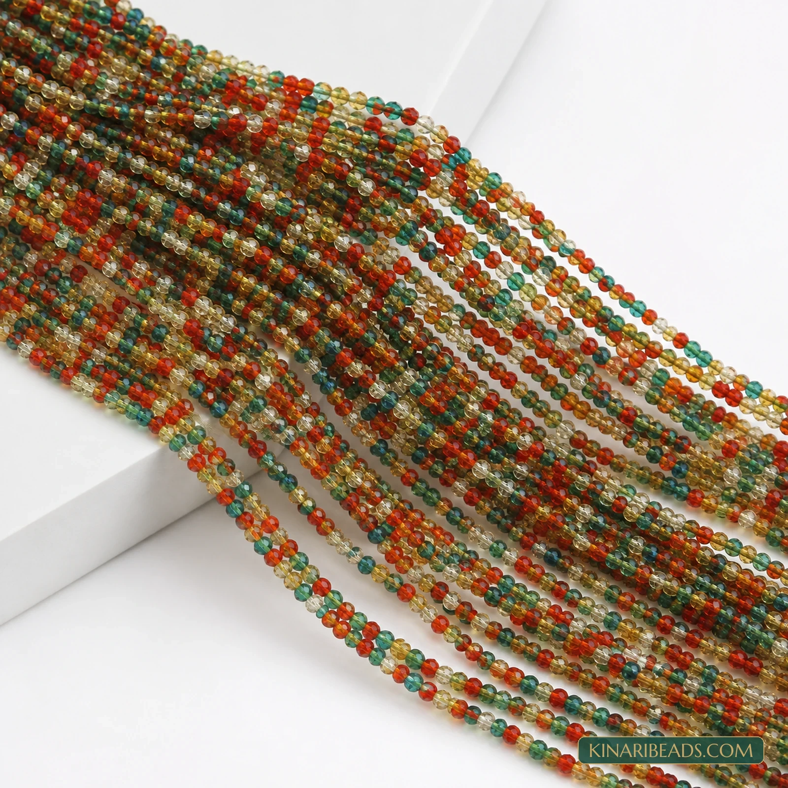 2mm Hydro Crystal Faceted Football Beads – Pack of 5 Strings - Multicolour colour