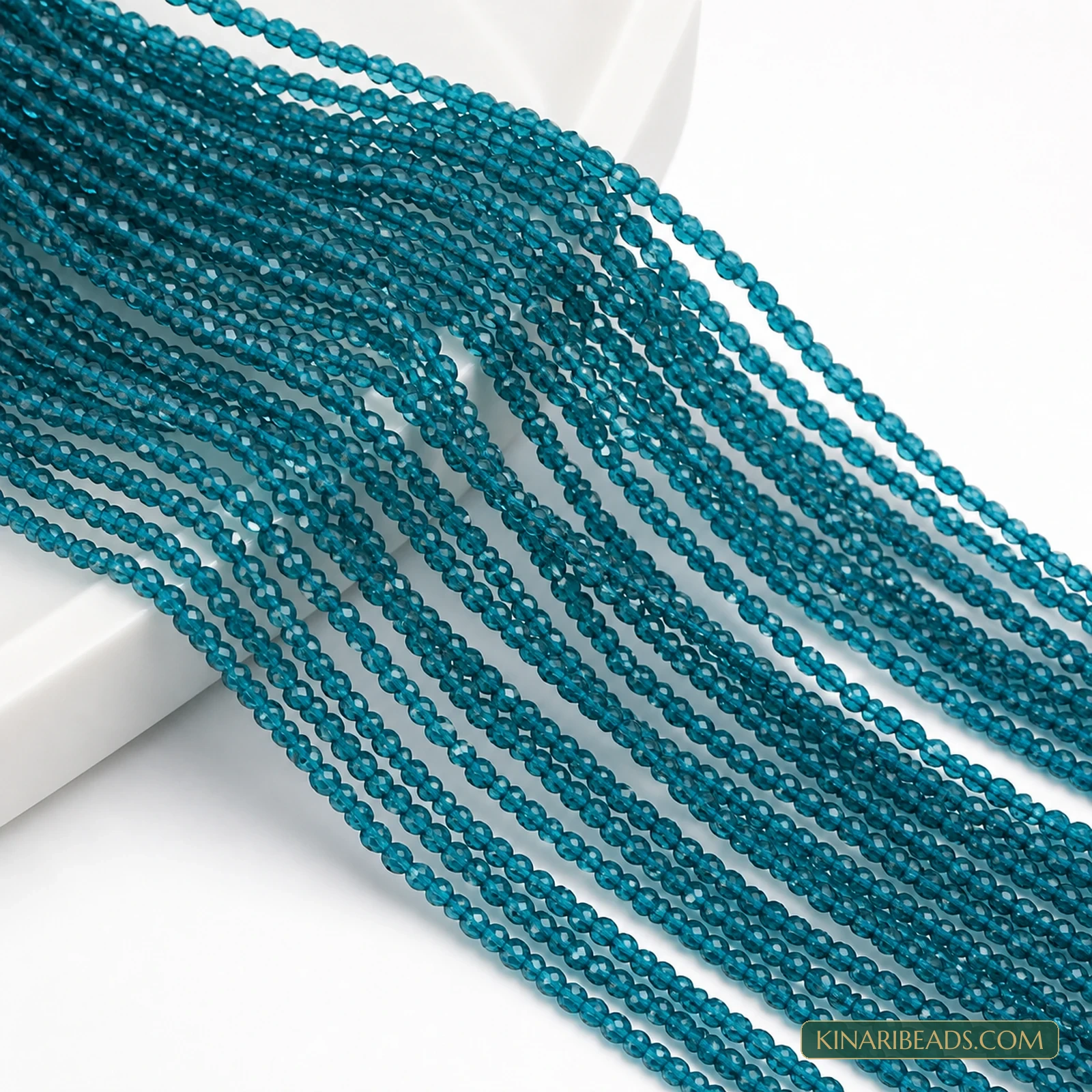 2mm Hydro Crystal Faceted Football Beads – Pack of 5 Strings - Teal Blue colour