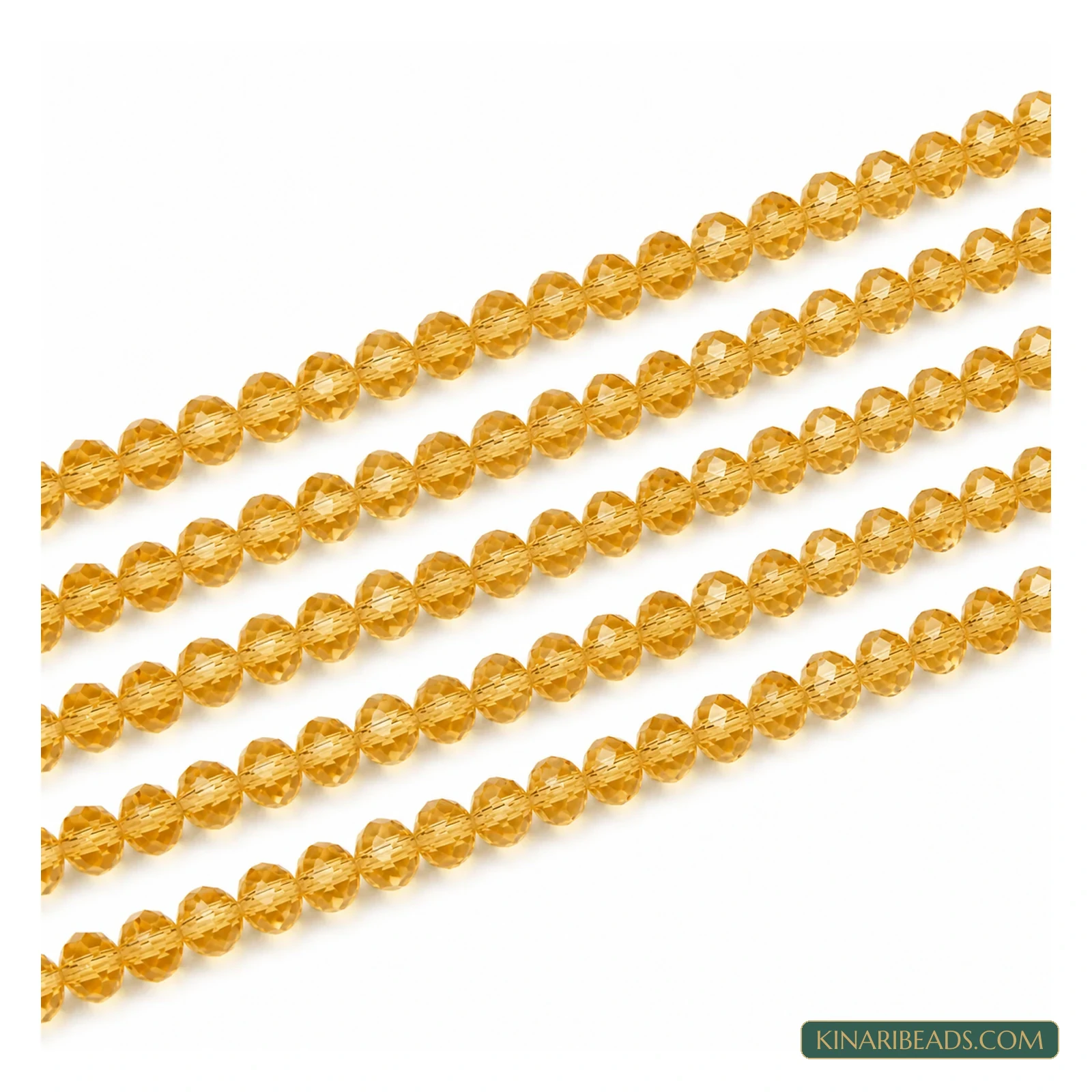 Faceted Crystal Rondelle Glass Beads – 3mm, 4mm, 6mm & 8mm - Golden Yellow colour