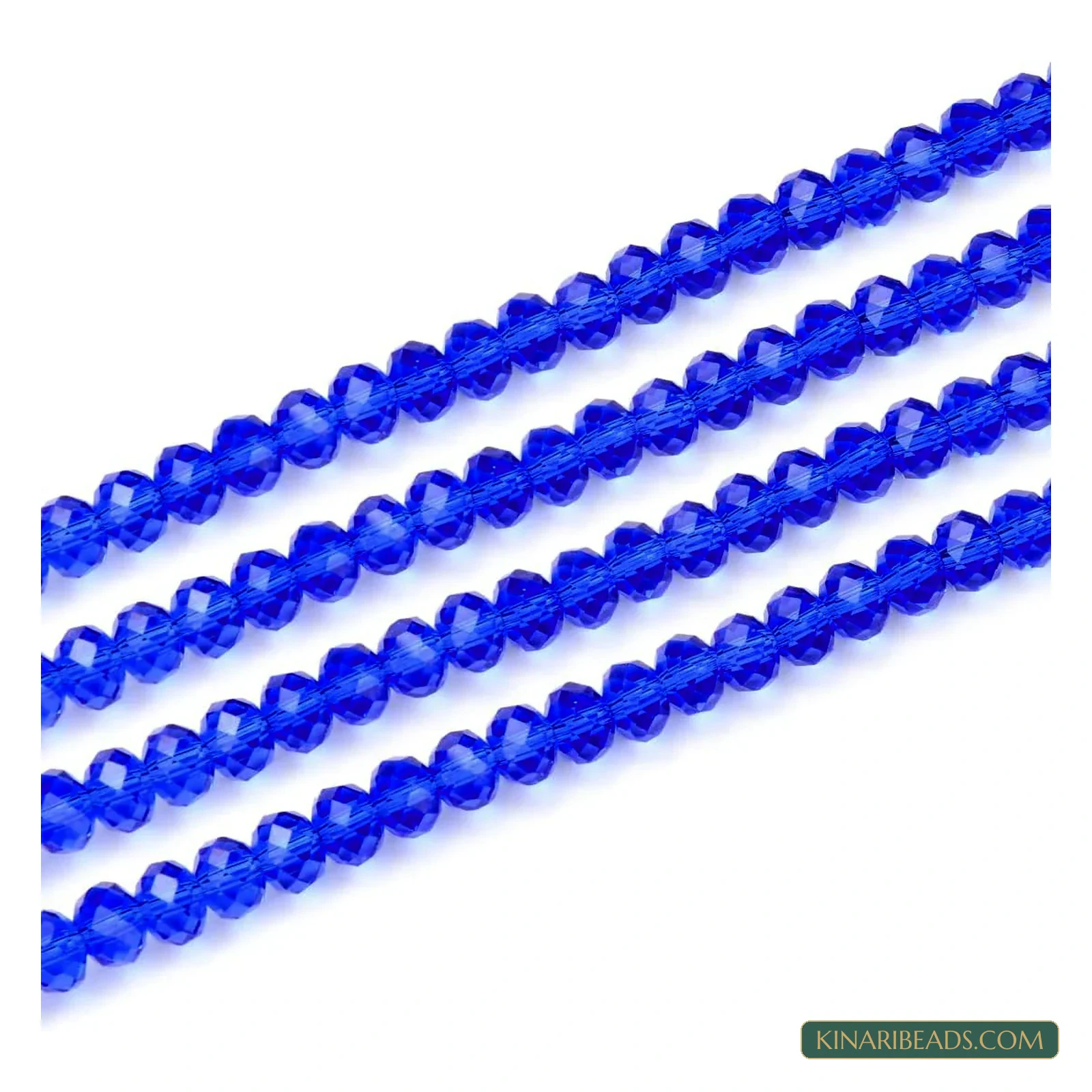 Faceted Crystal Rondelle Glass Beads – 3mm, 4mm, 6mm & 8mm - Royal Blue colour