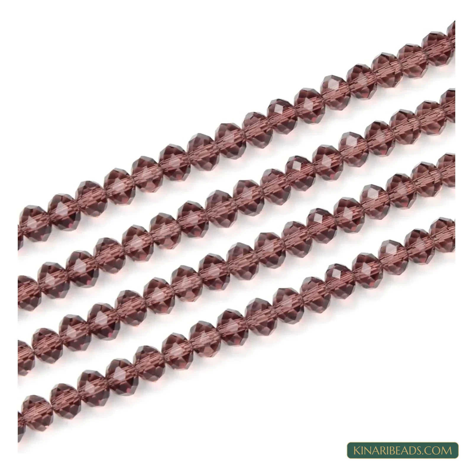 Faceted Crystal Rondelle Glass Beads – 3mm, 4mm, 6mm & 8mm - Smoky Brown colour