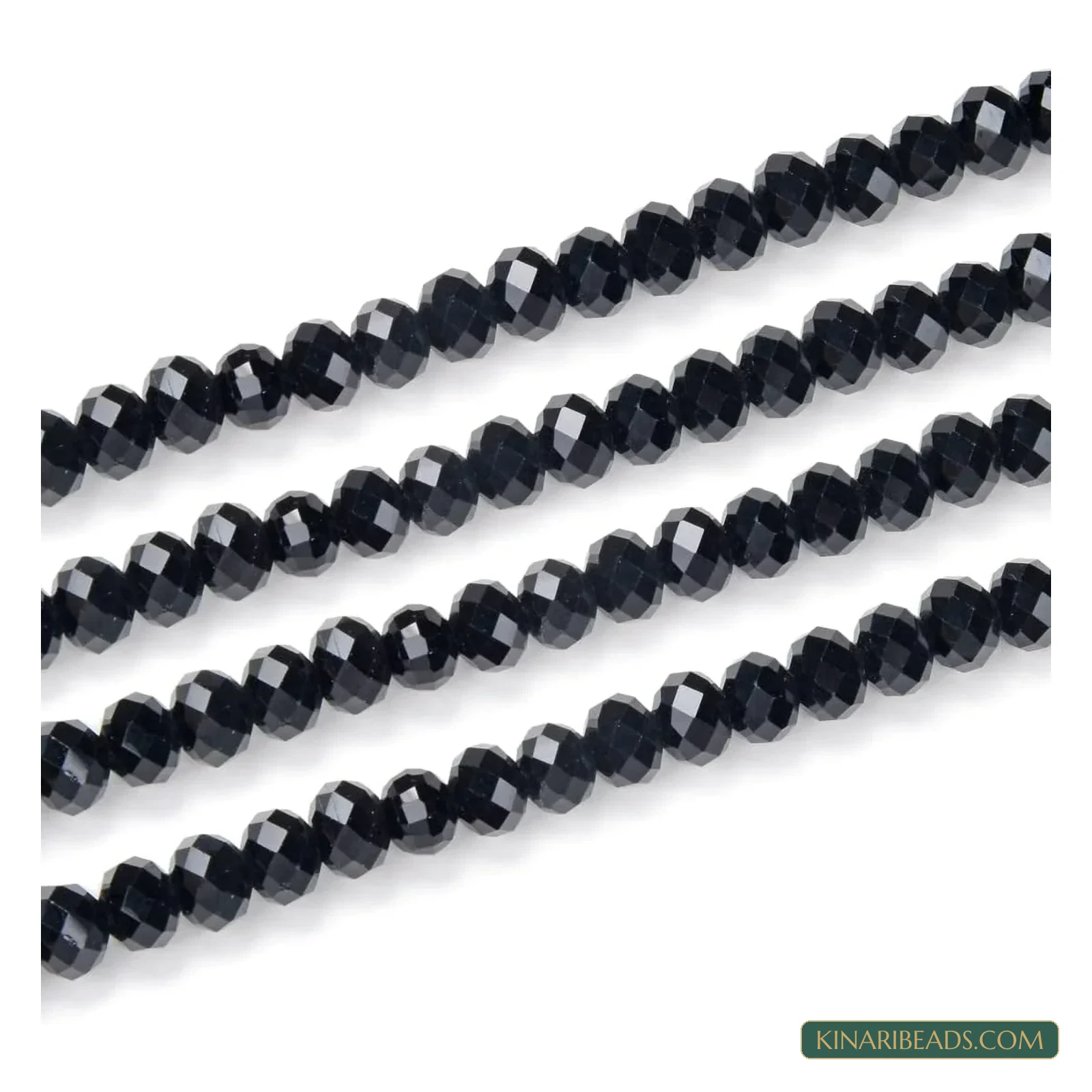 Faceted Crystal Rondelle Glass Beads – 3mm, 4mm, 6mm & 8mm - Black colour