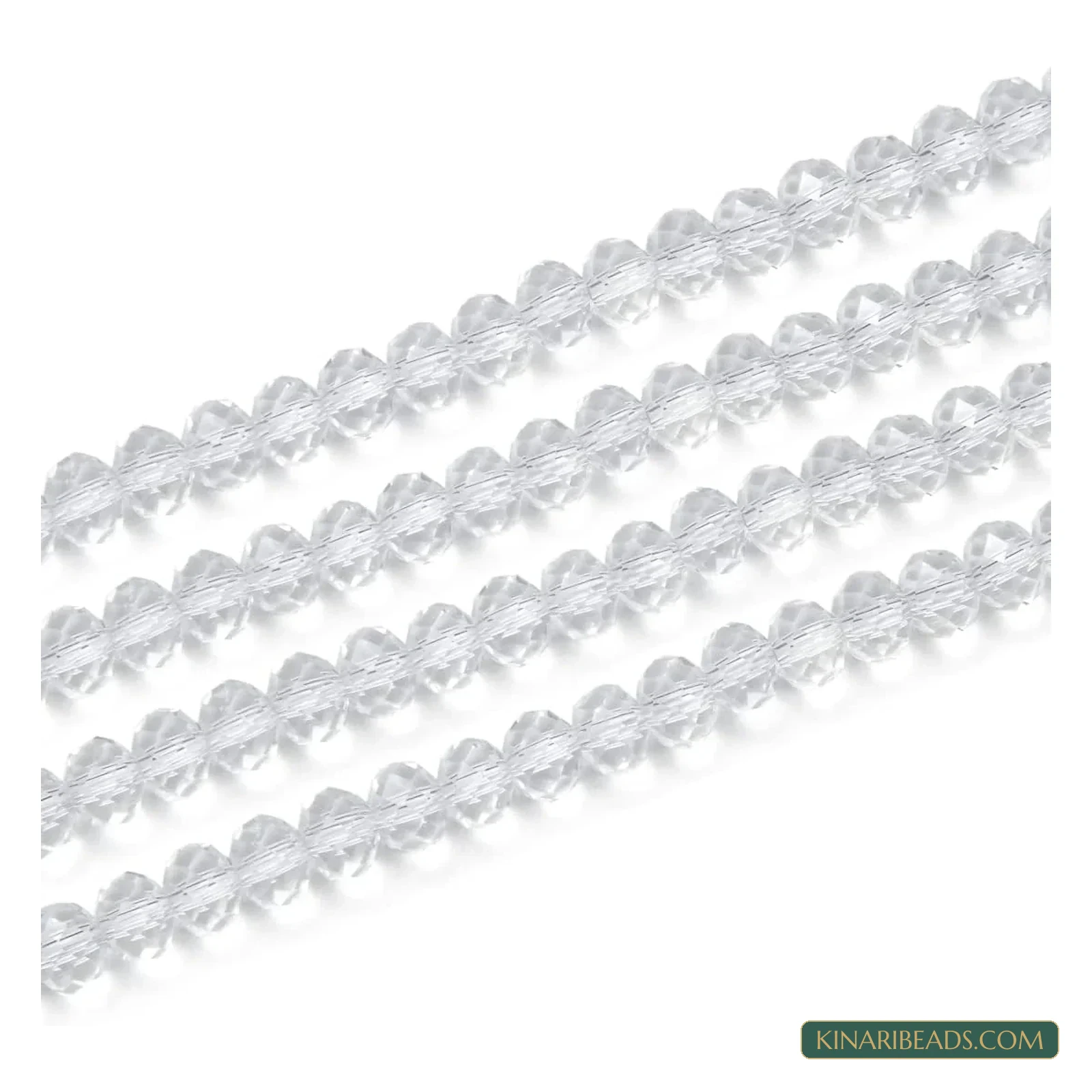 Faceted Crystal Rondelle Glass Beads – 3mm, 4mm, 6mm & 8mm - Clear colour