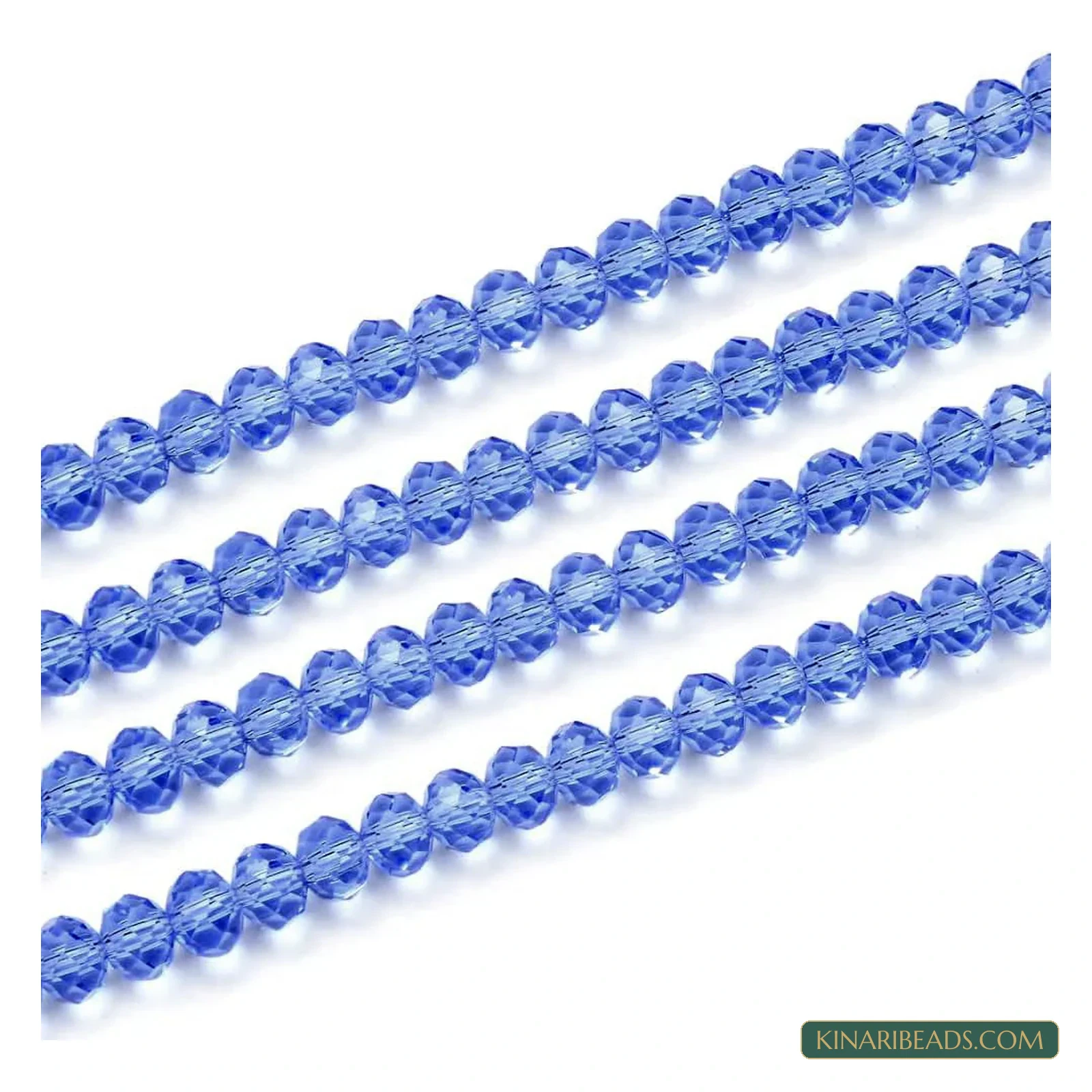 Faceted Crystal Rondelle Glass Beads – 3mm, 4mm, 6mm & 8mm - Light Blue colour