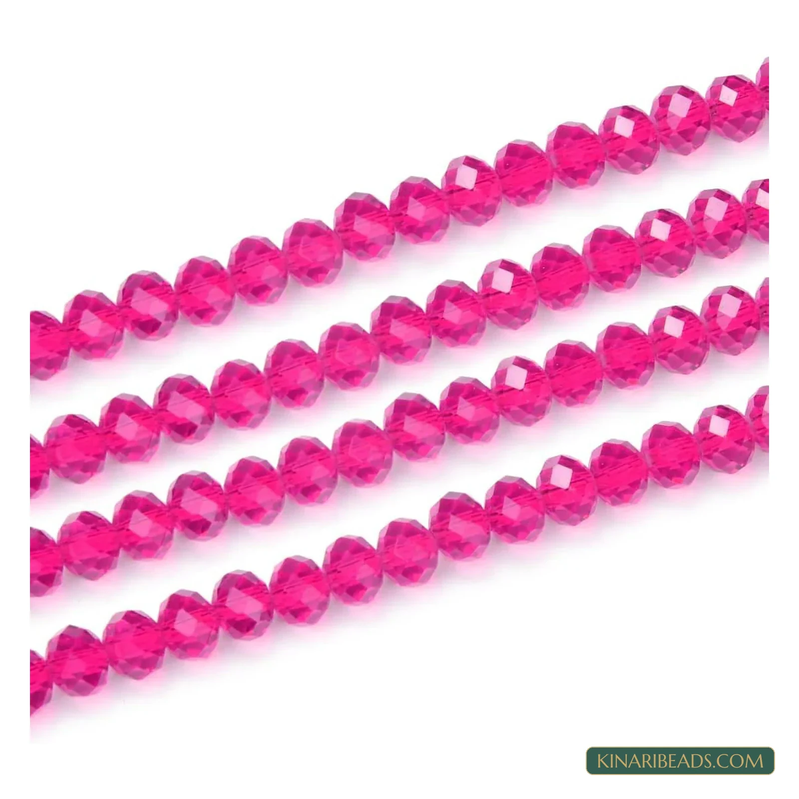 Faceted Crystal Rondelle Glass Beads – 3mm, 4mm, 6mm & 8mm - Magenta colour