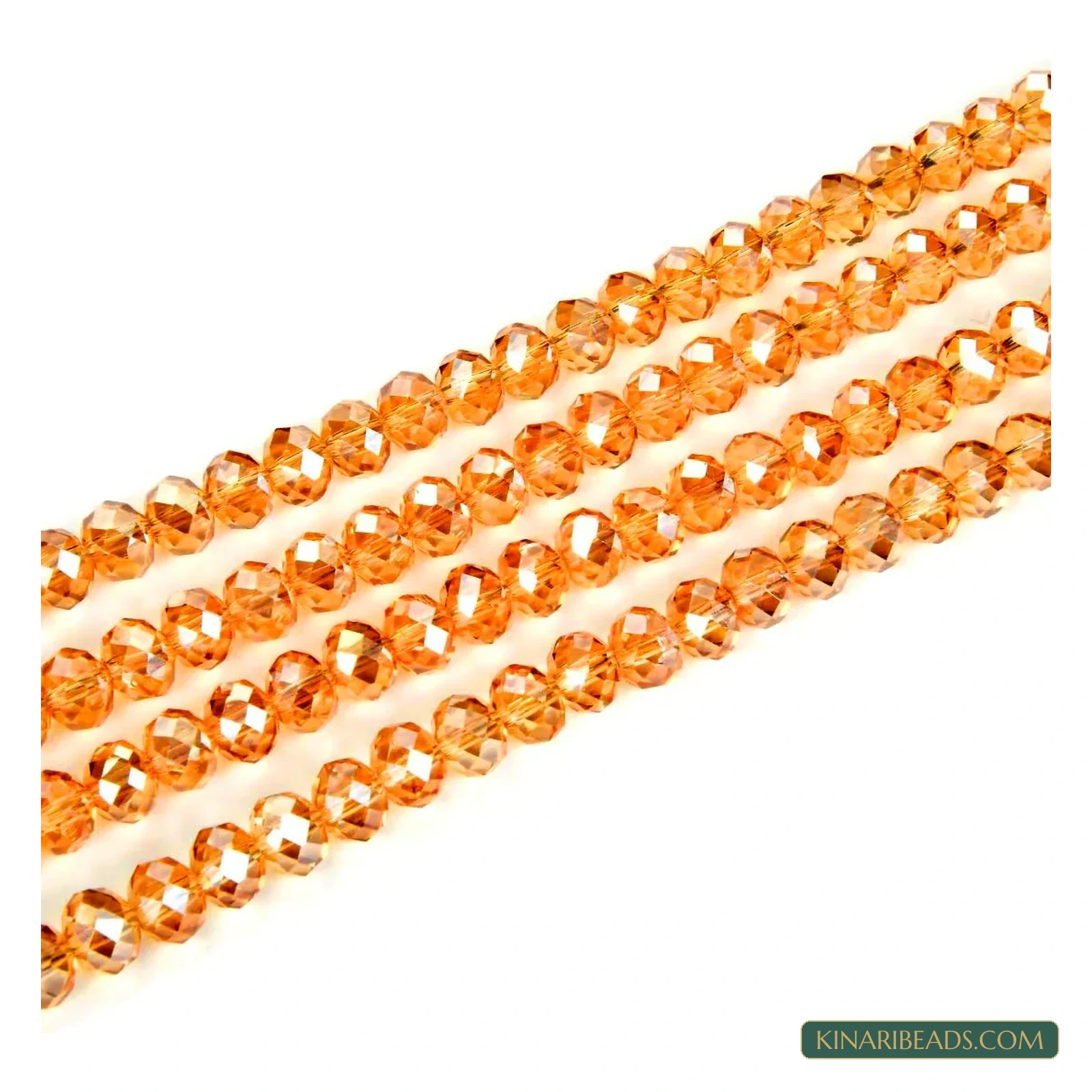 Faceted Crystal Rondelle Glass Beads – 3mm, 4mm, 6mm & 8mm - Orange colour