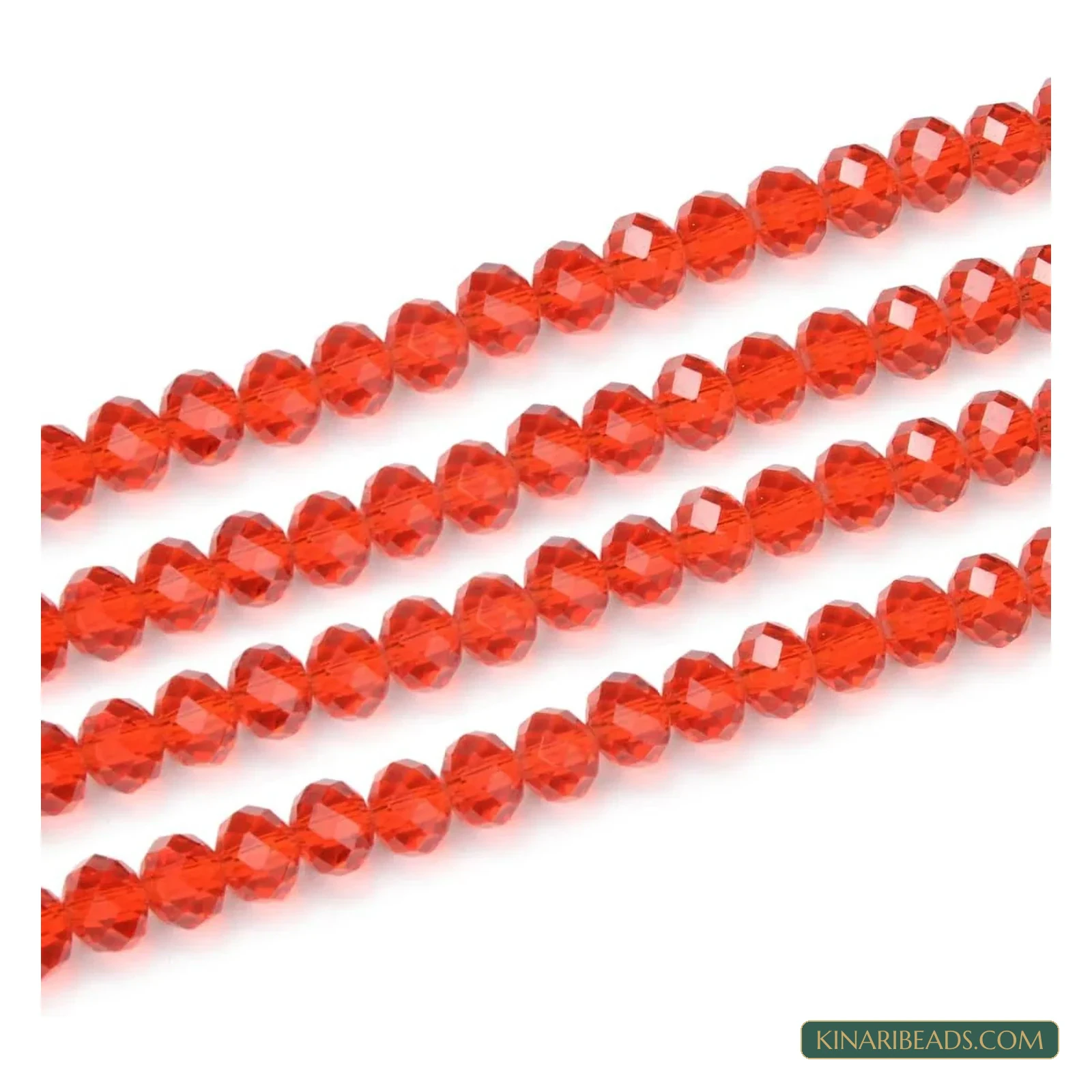 Faceted Crystal Rondelle Glass Beads – 3mm, 4mm, 6mm & 8mm - Red colour