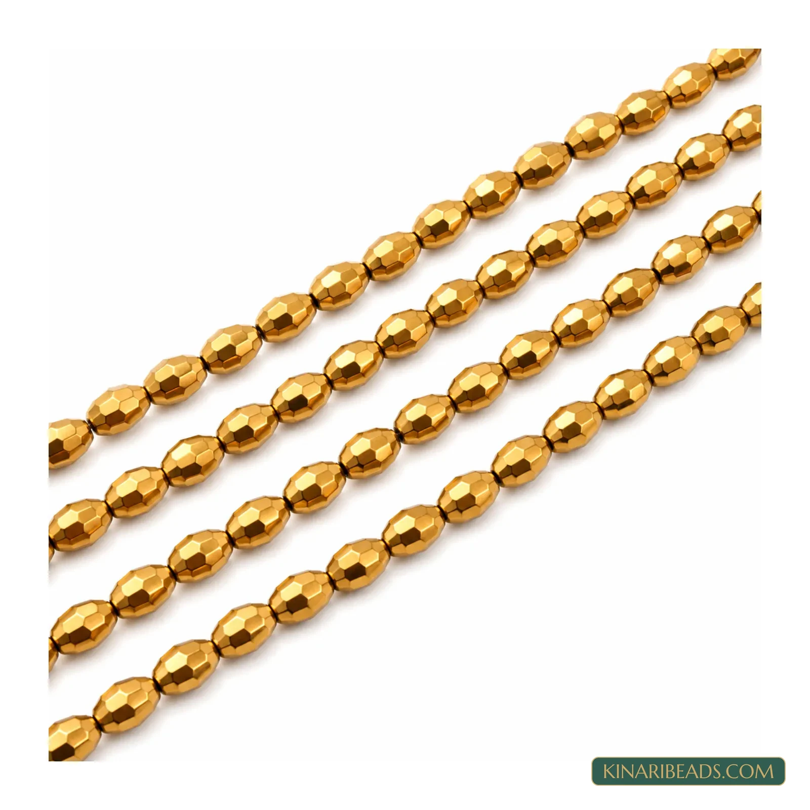 4x6mm Faceted Oval Metallic Glass Beads - 16 Inch String