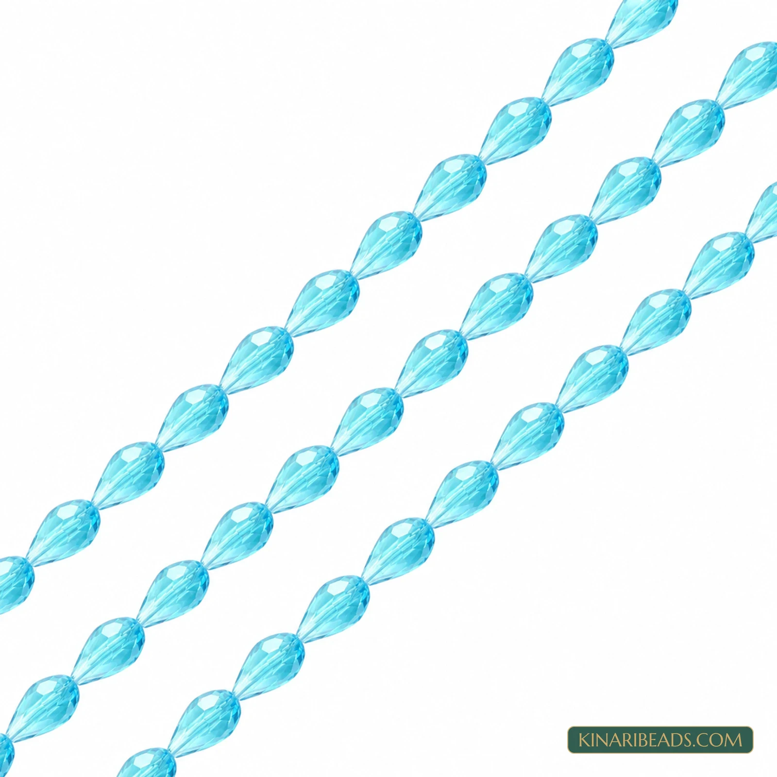 4x6mm Faceted Drop Transparent Glass Beads - 15 Inch String - Sky Blue colour