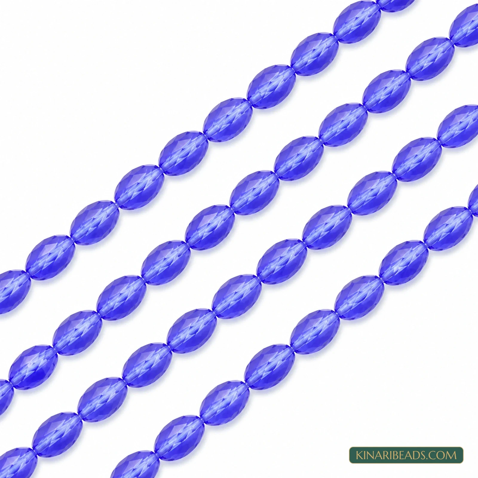 4x6mm Faceted Oval Transparent Glass Beads - 17 Inch String - Lavender Blue colour