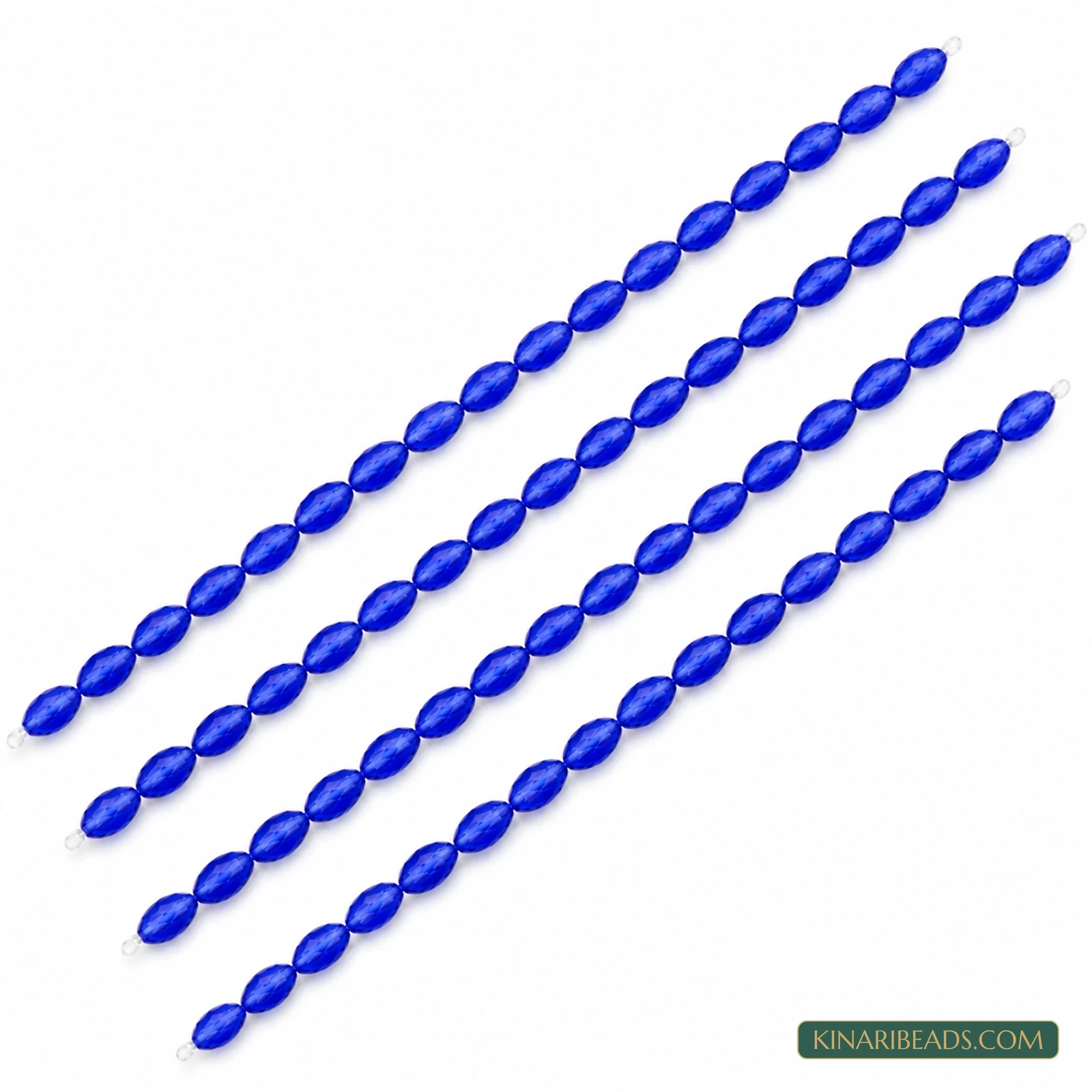4x6mm Faceted Oval Transparent Glass Beads - 17 Inch String
