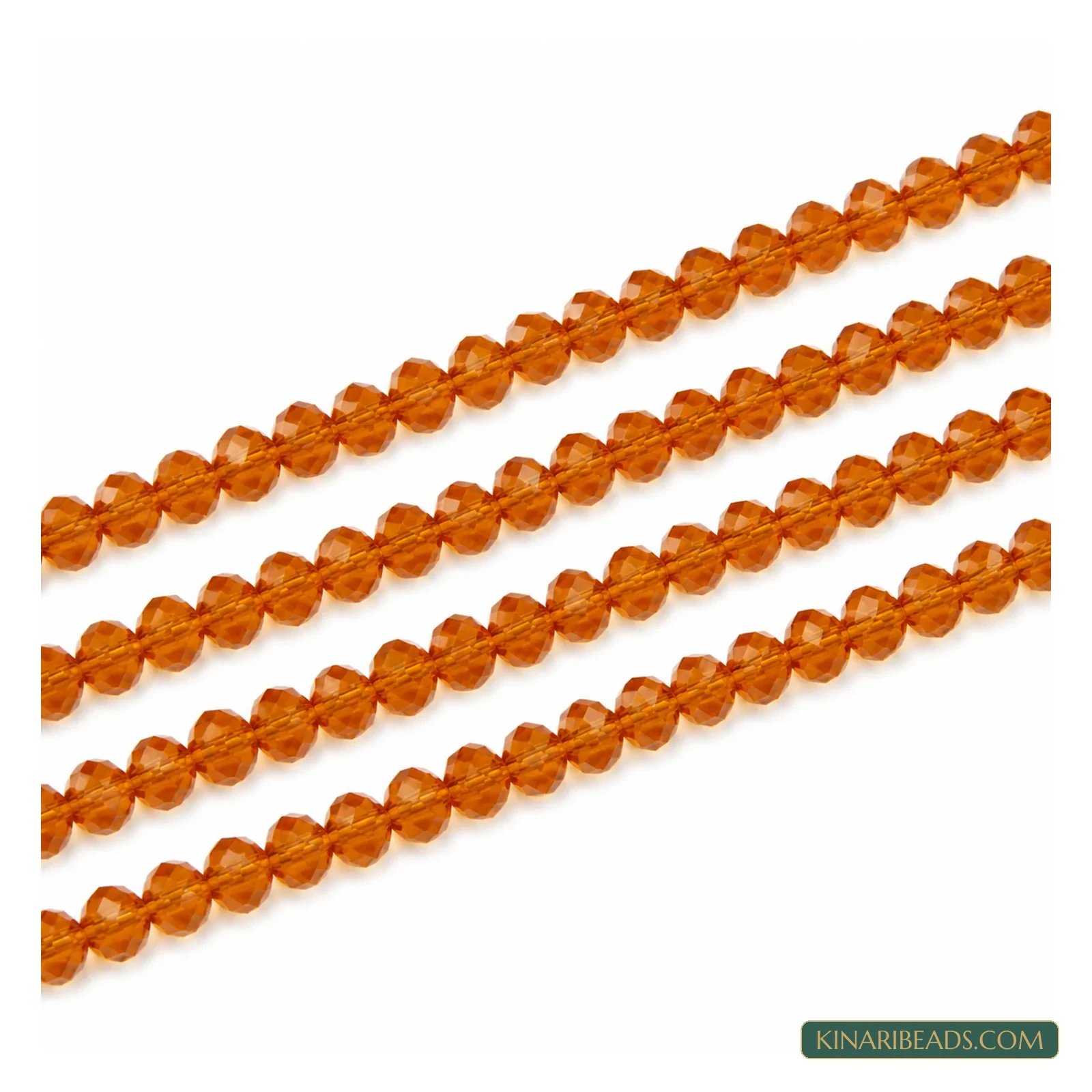 Faceted Crystal Rondelle Glass Beads – 3mm, 4mm, 6mm & 8mm - Amber colour