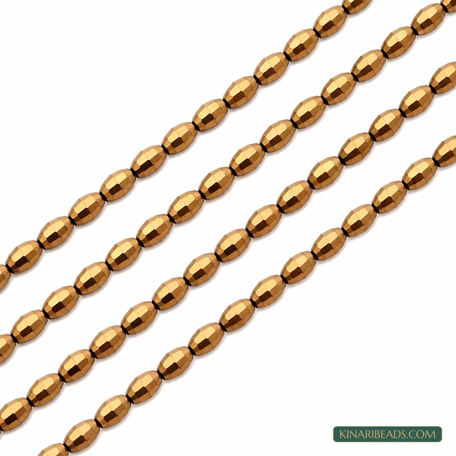 6x8mm Faceted Oval Metallic Glass Beads - 1 String
