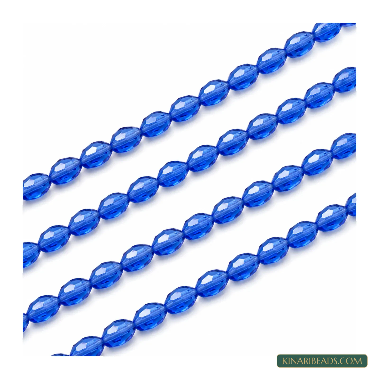 6x8mm Faceted Oval Transparent Glass Beads - 22 Inch String