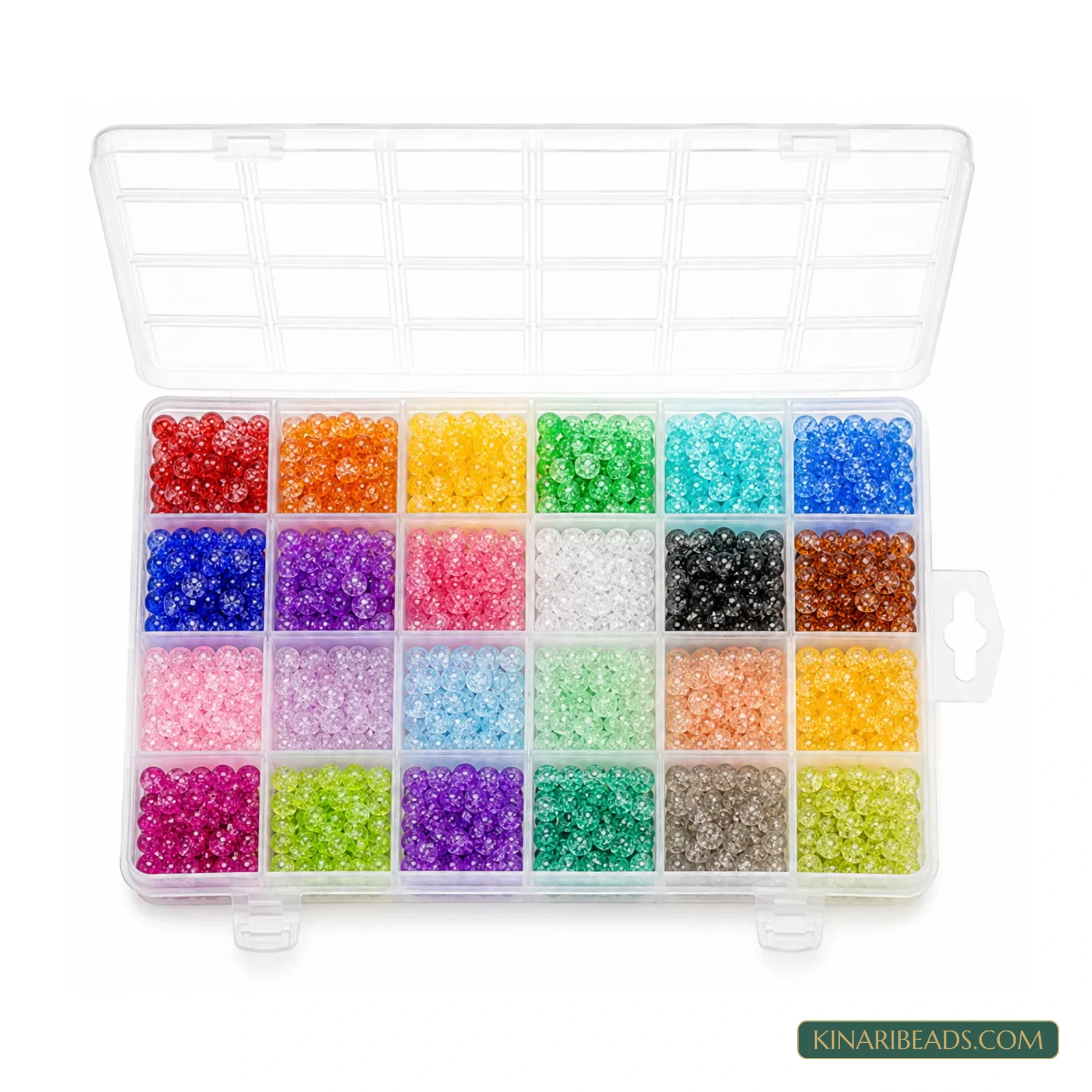 8mm Two-Tone Crackle Glass Beads Kit - 24 Colours, 600 Pcs product image