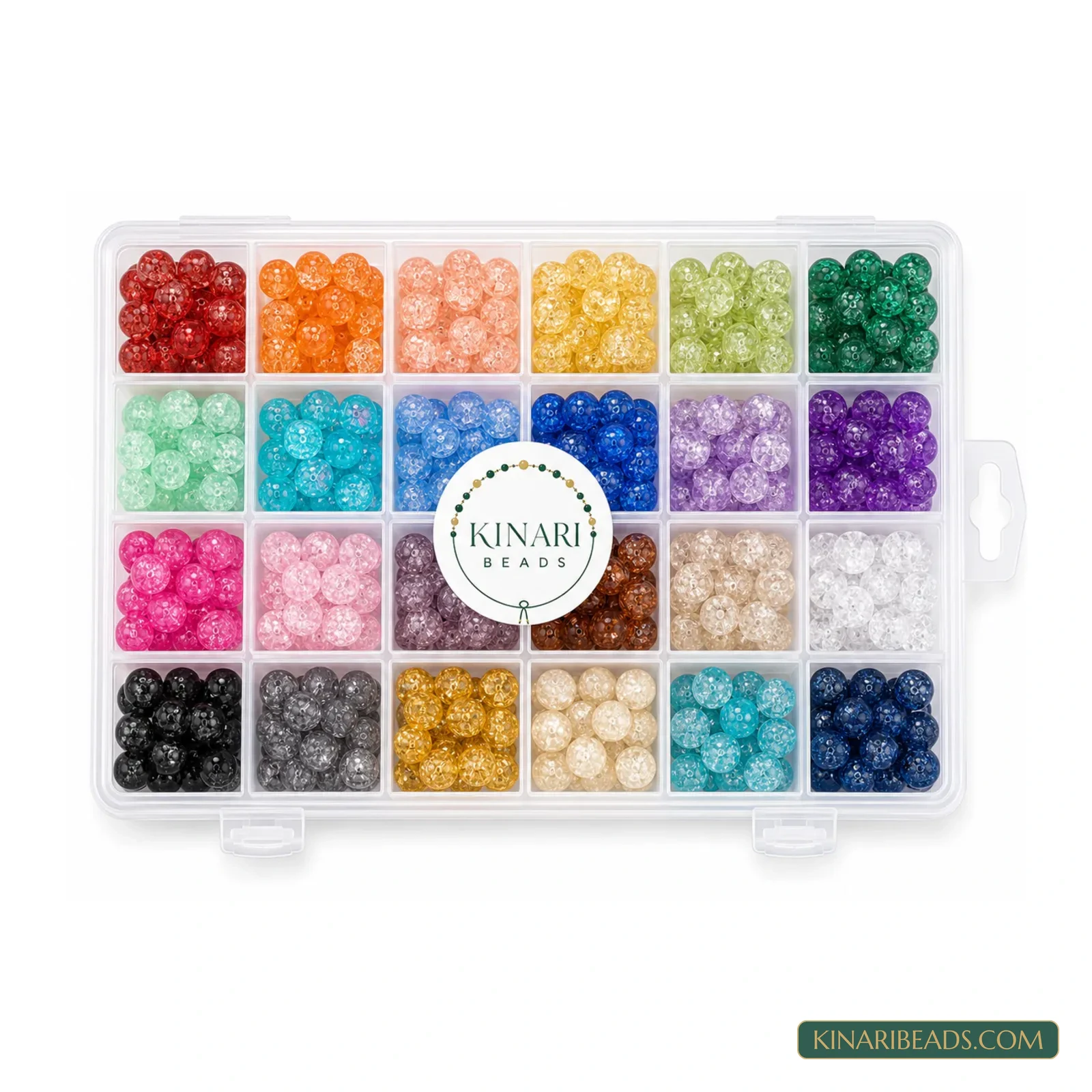 8mm Two-Tone Crackle Glass Beads Kit - 24 Colours, 600 Pcs product image