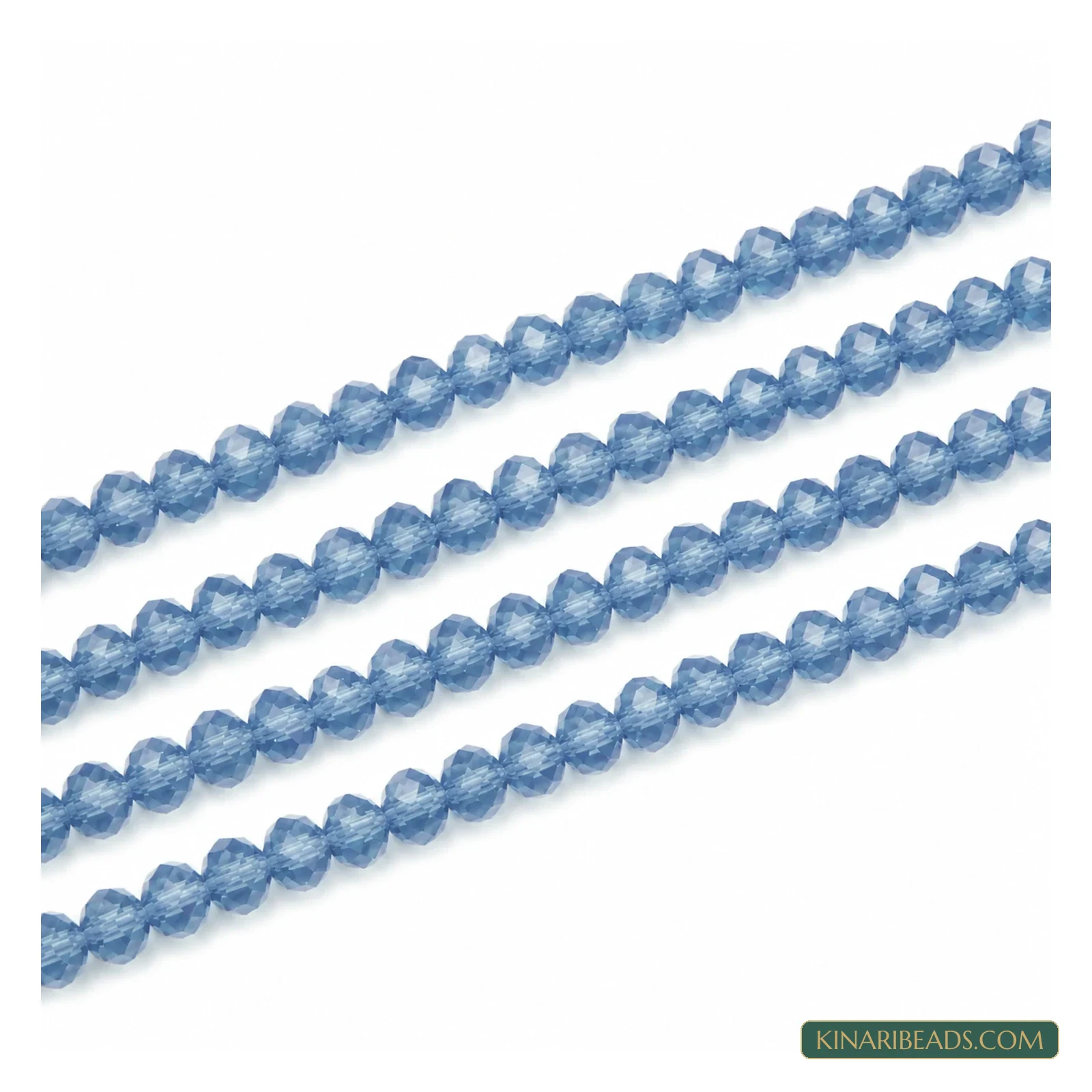Faceted Crystal Rondelle Glass Beads – 3mm, 4mm, 6mm & 8mm - Smoky Blue colour