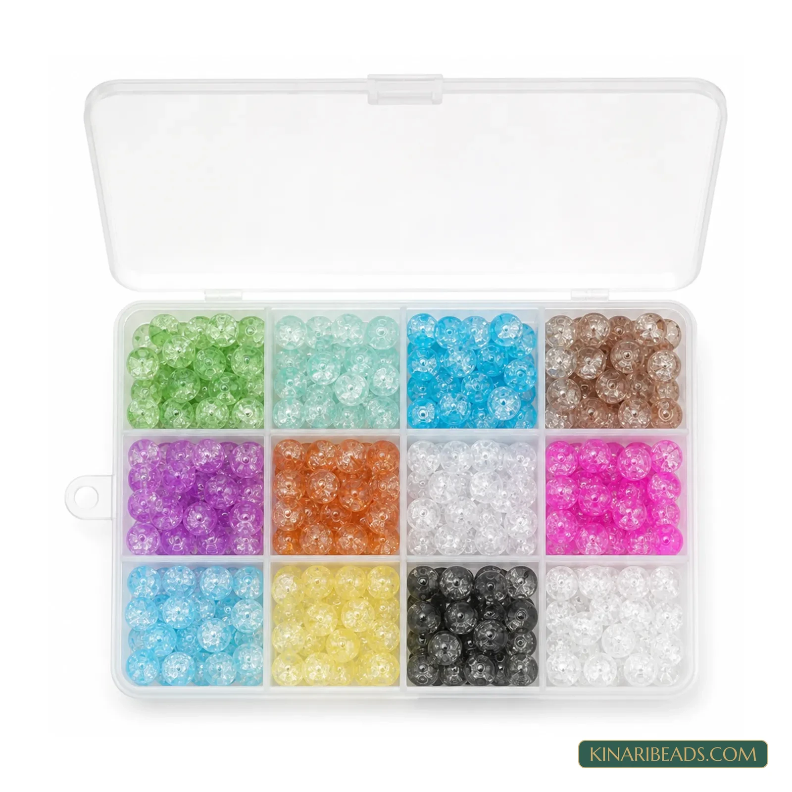 8mm Two-Tone Crackle Glass Beads Kit - 12 Colours, 300 Pcs product image