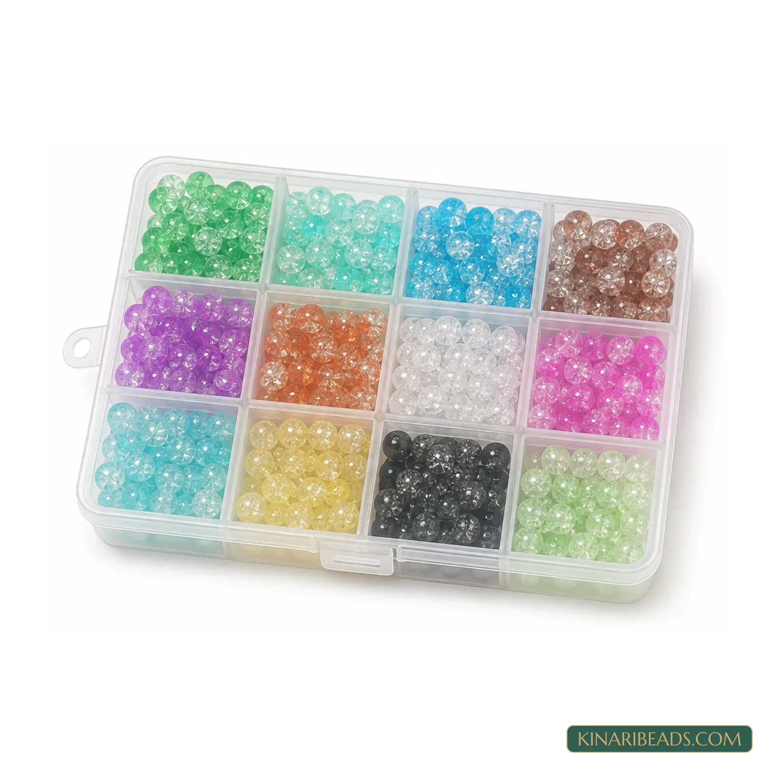 8mm Two-Tone Crackle Glass Beads Kit - 12 Colours, 300 Pcs product image