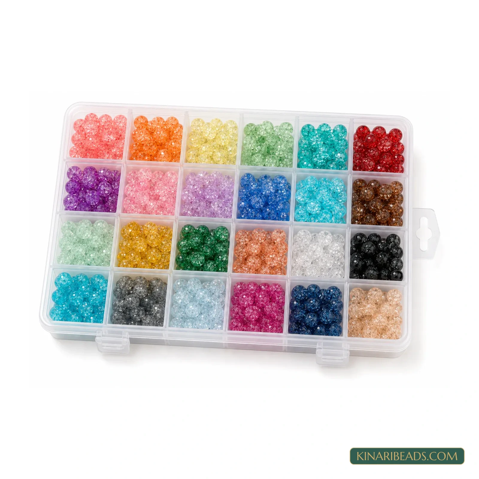 8mm Two-Tone Crackle Glass Beads Kit - 24 Colours, 600 Pcs product image