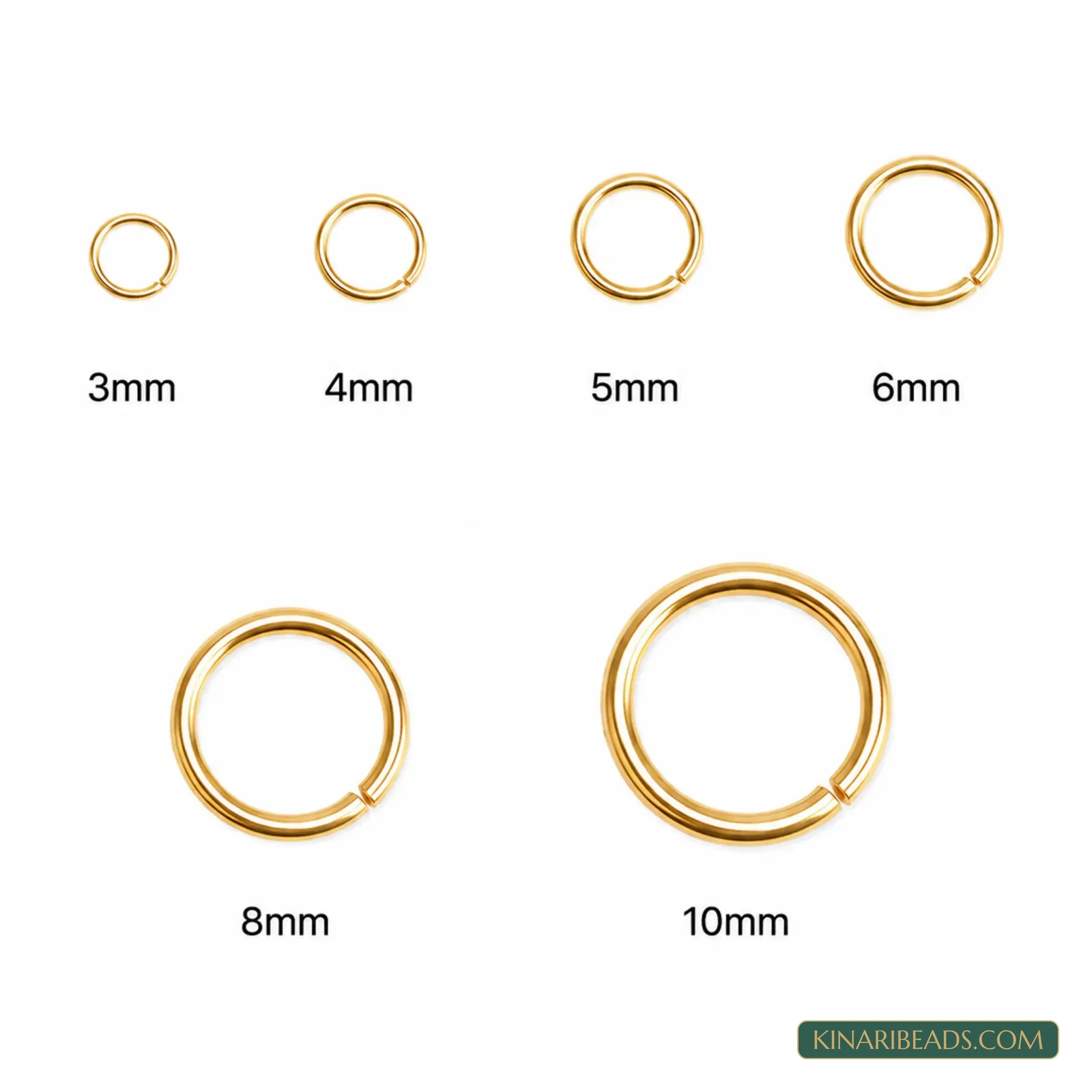 Gold Plated Brass Open Jump Rings 3mm to 10mm - 10g Pack product image