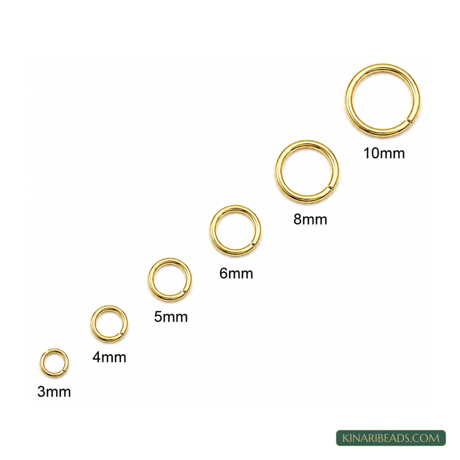 Gold Plated Brass Open Jump Rings 3mm to 10mm - 10g Pack product image