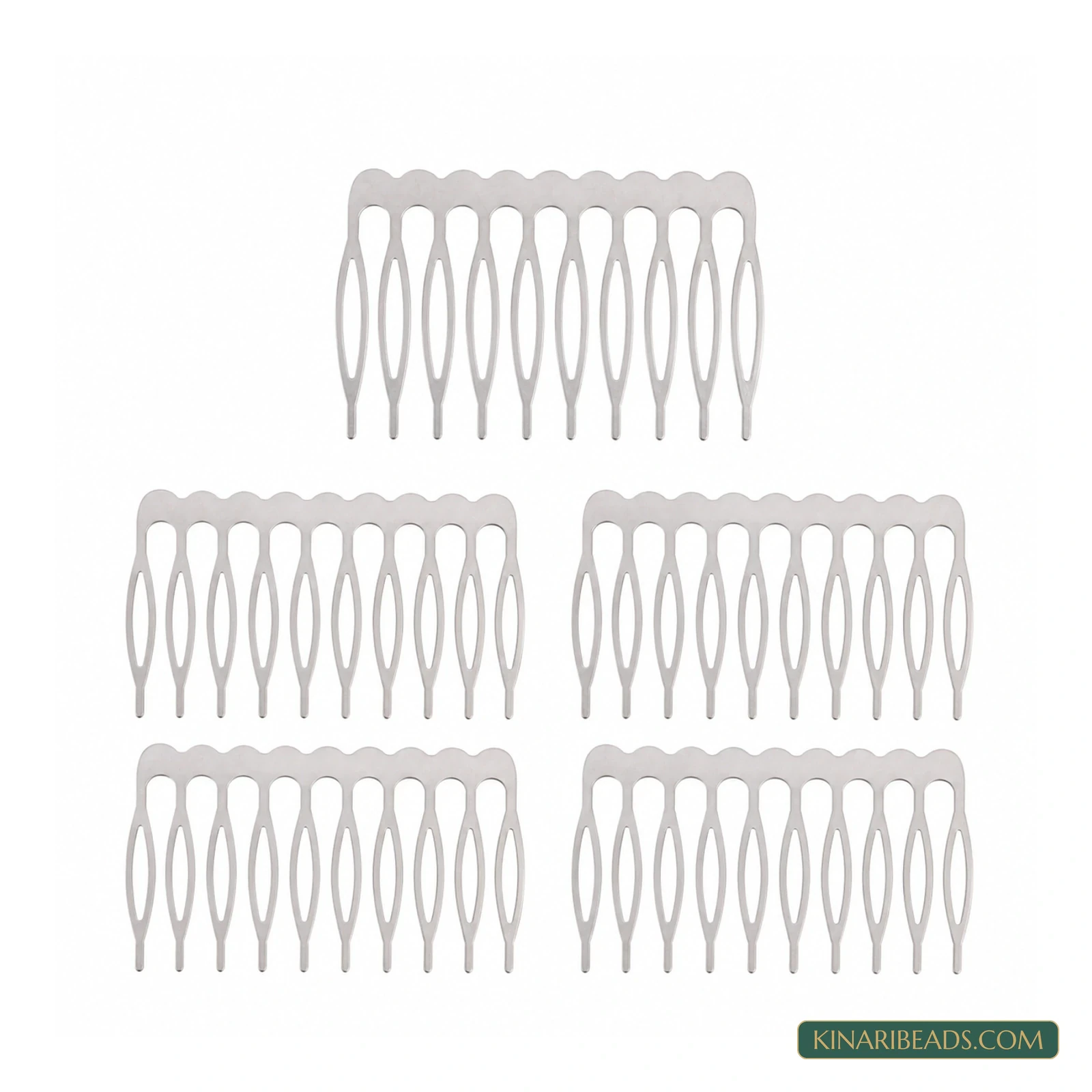 10-Tooth Metal Hair Comb Bases – 2 Inch, 5 Pack