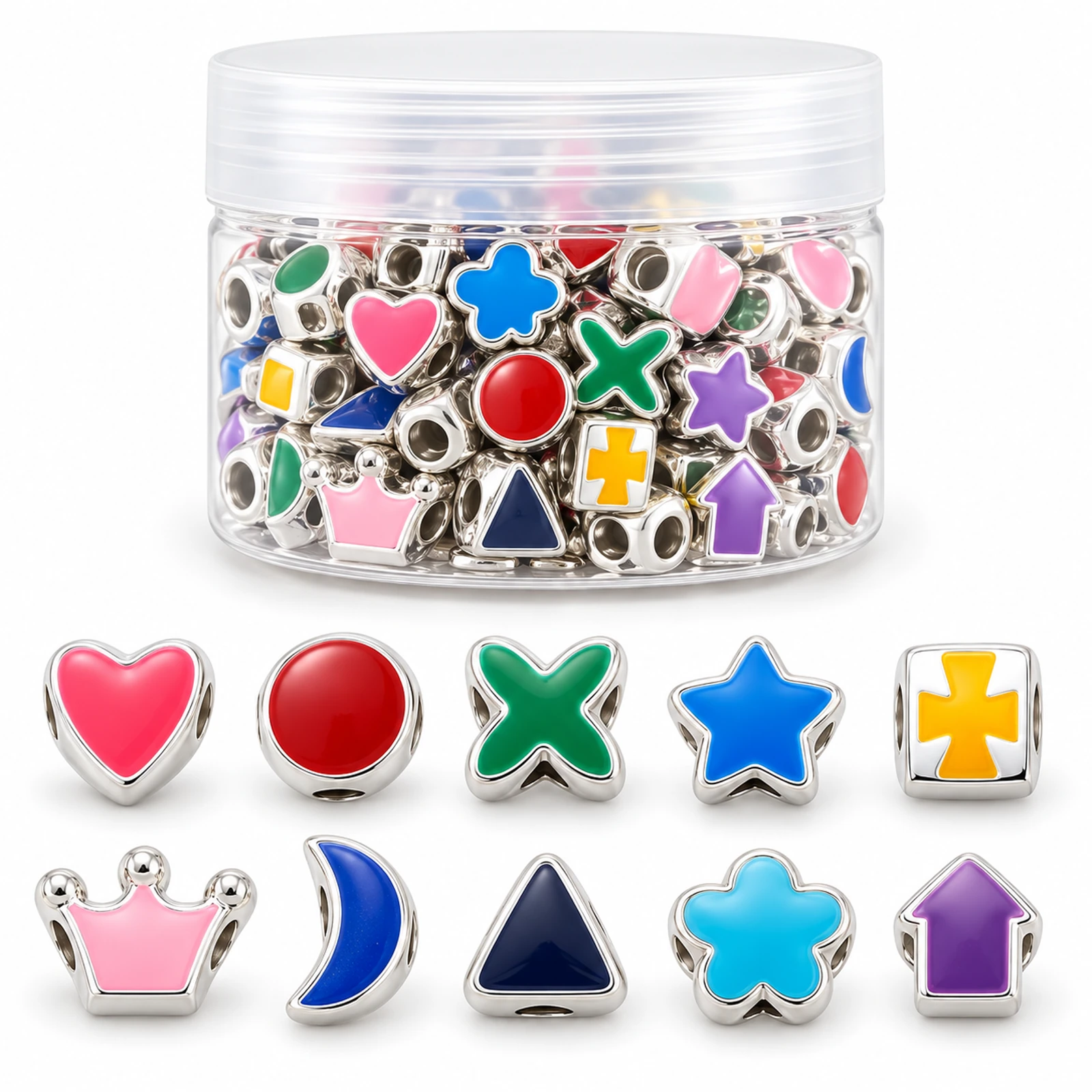 100-Piece 10-Shape Acrylic Big-Hole Beads Kit