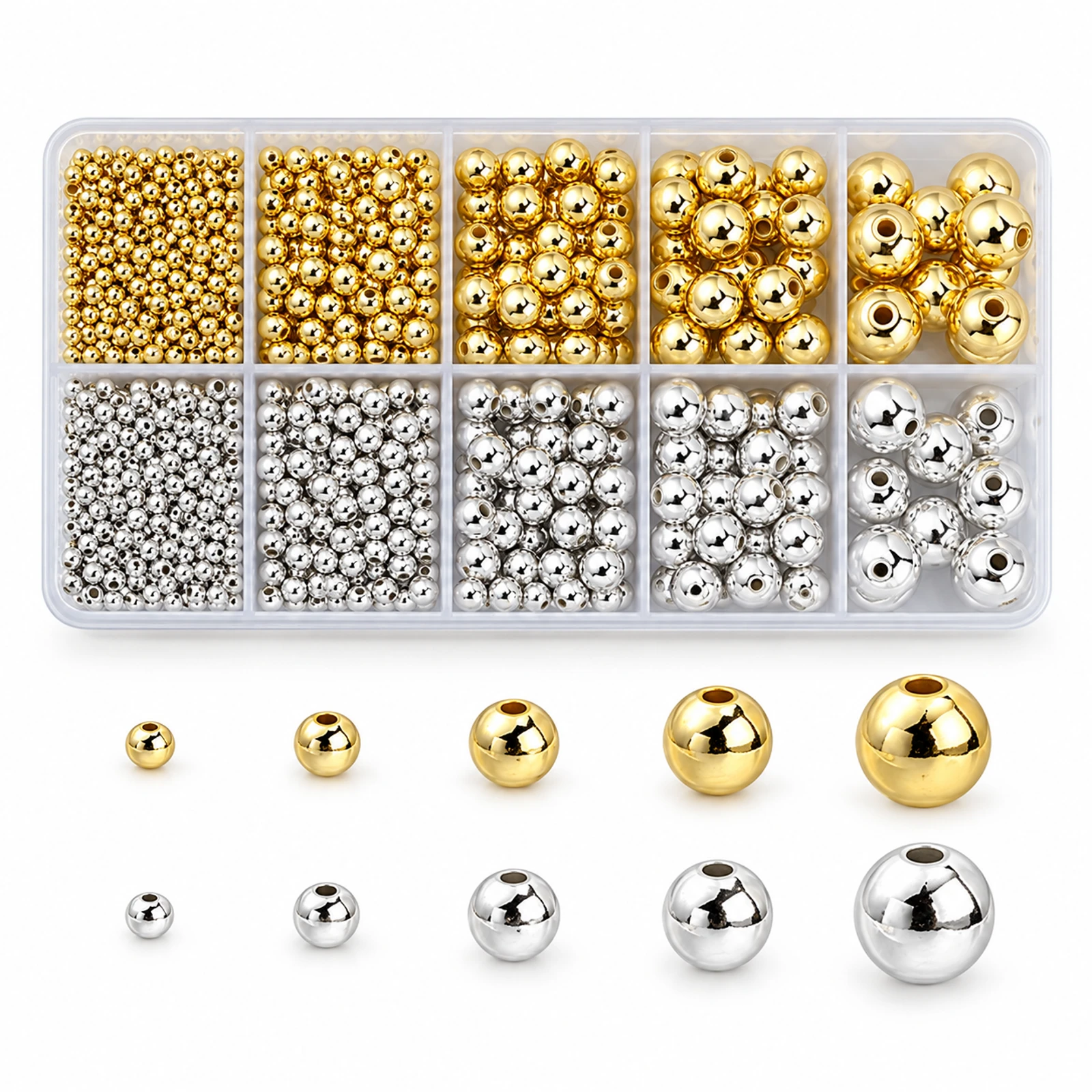 1000-Piece Gold & Silver CCB Spacer Beads Kit