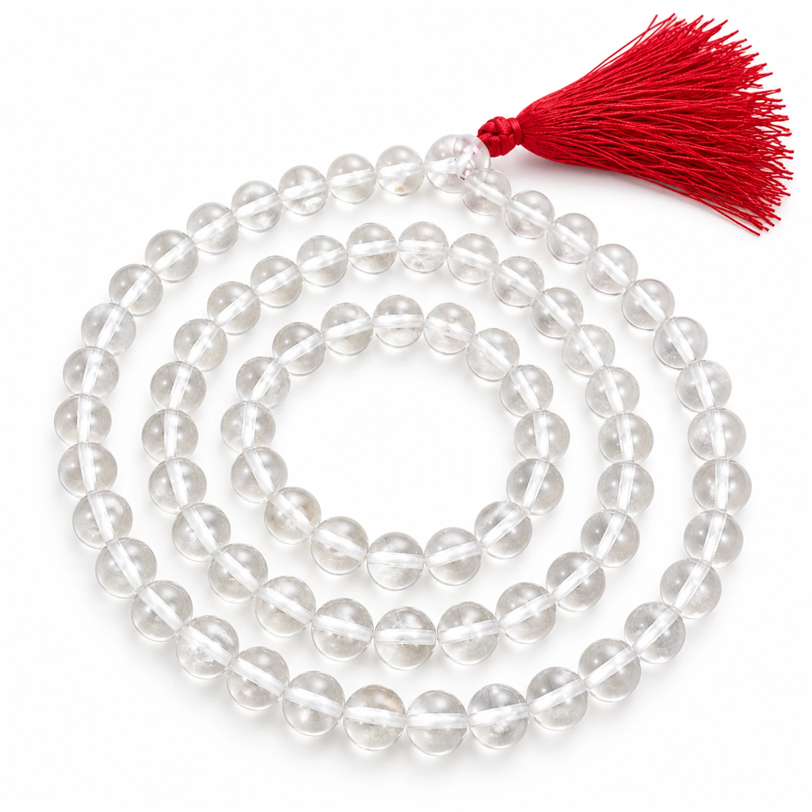 108-Piece 8mm Natural Sphatik Quartz Beads Mala - Clear colour