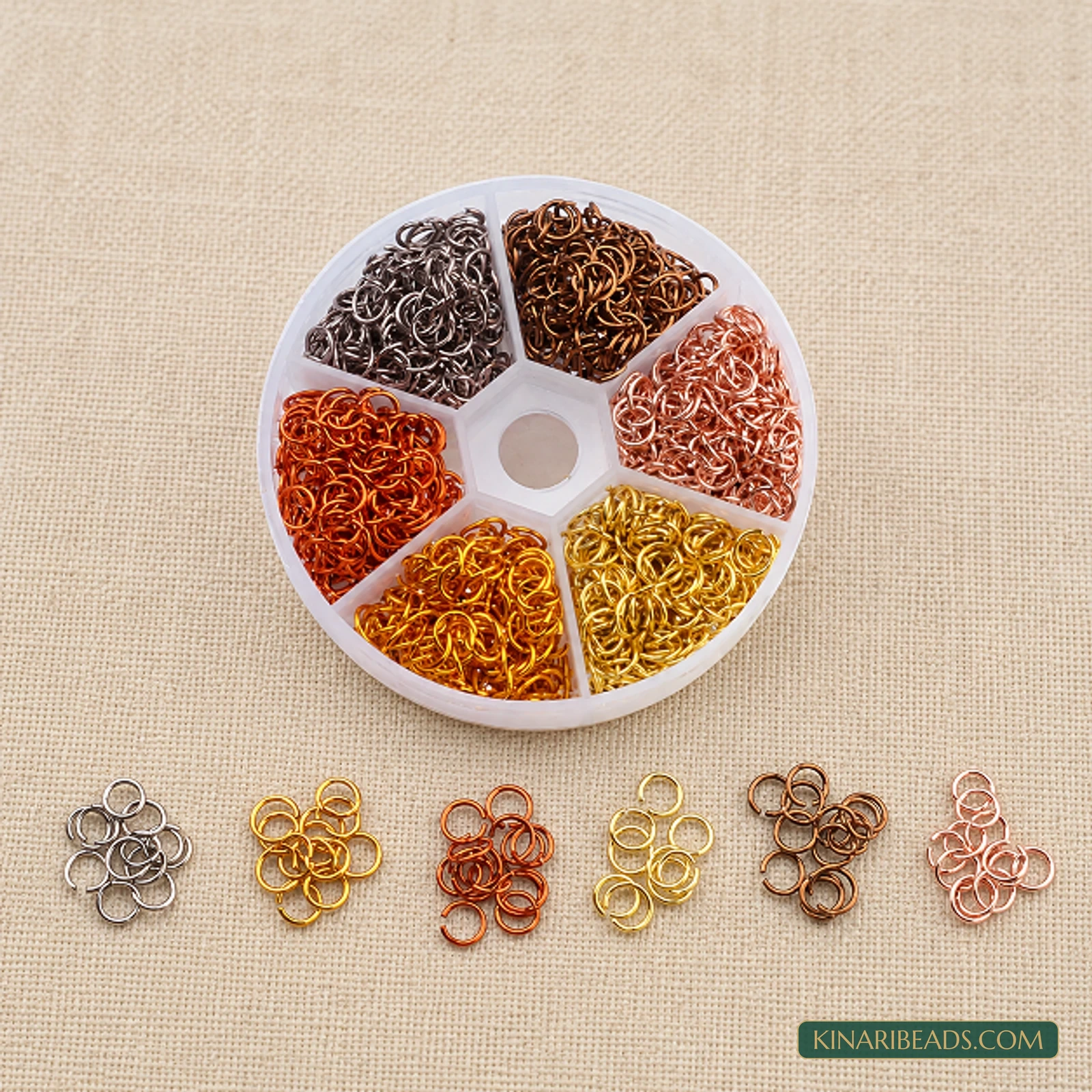 1,080-Piece Aluminium Open Jump Rings Kit – 6 Colours - Six Colours colour