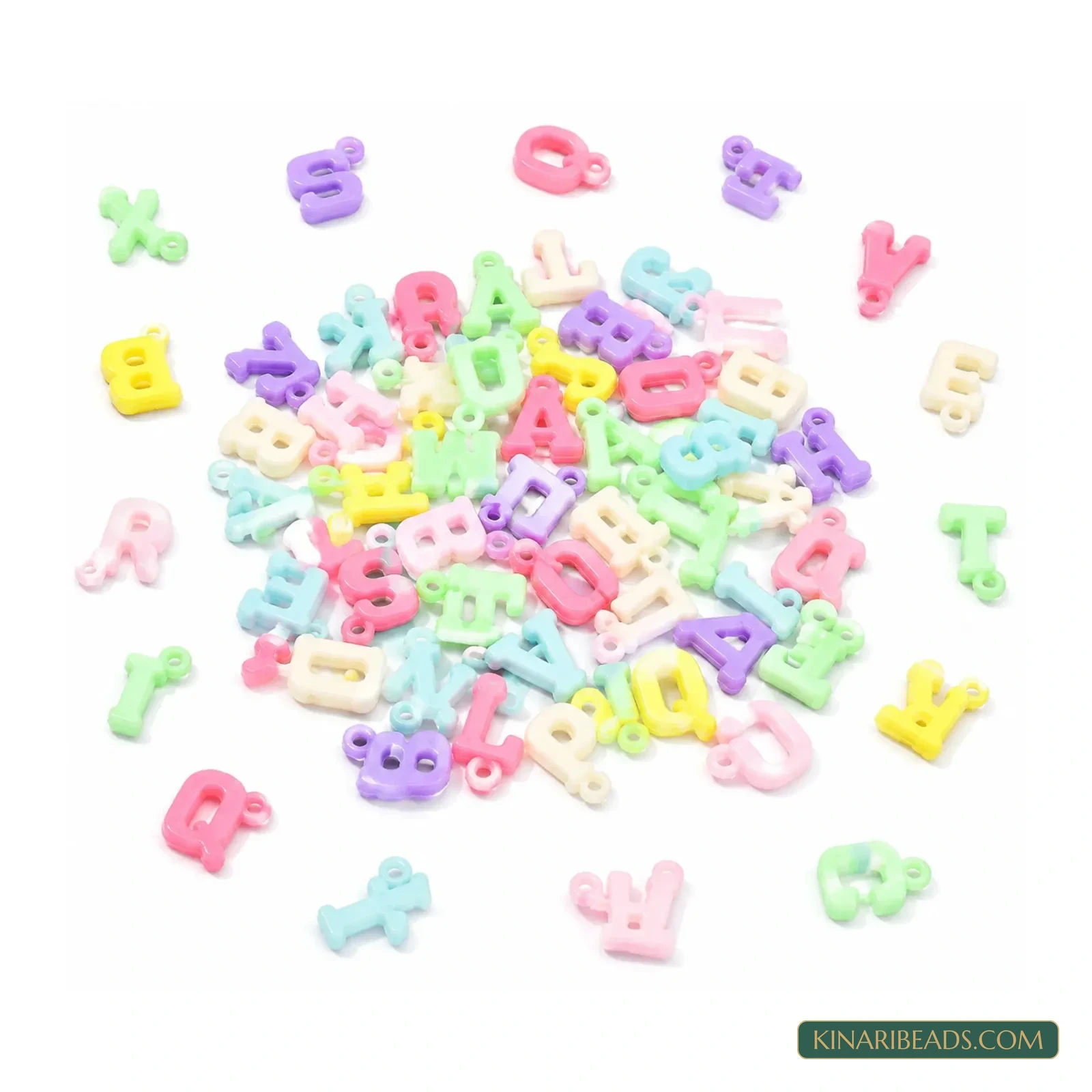 10mm Pastel Multicolour Acrylic Alphabet Letter Charms - 100g product image