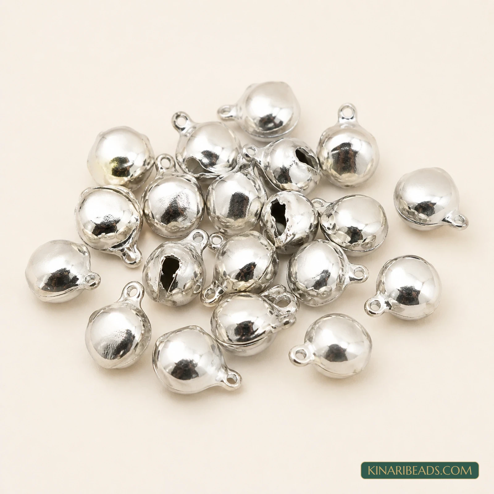 10mm Silver Ghungroo Jingle Bell Beads – 100g Pack