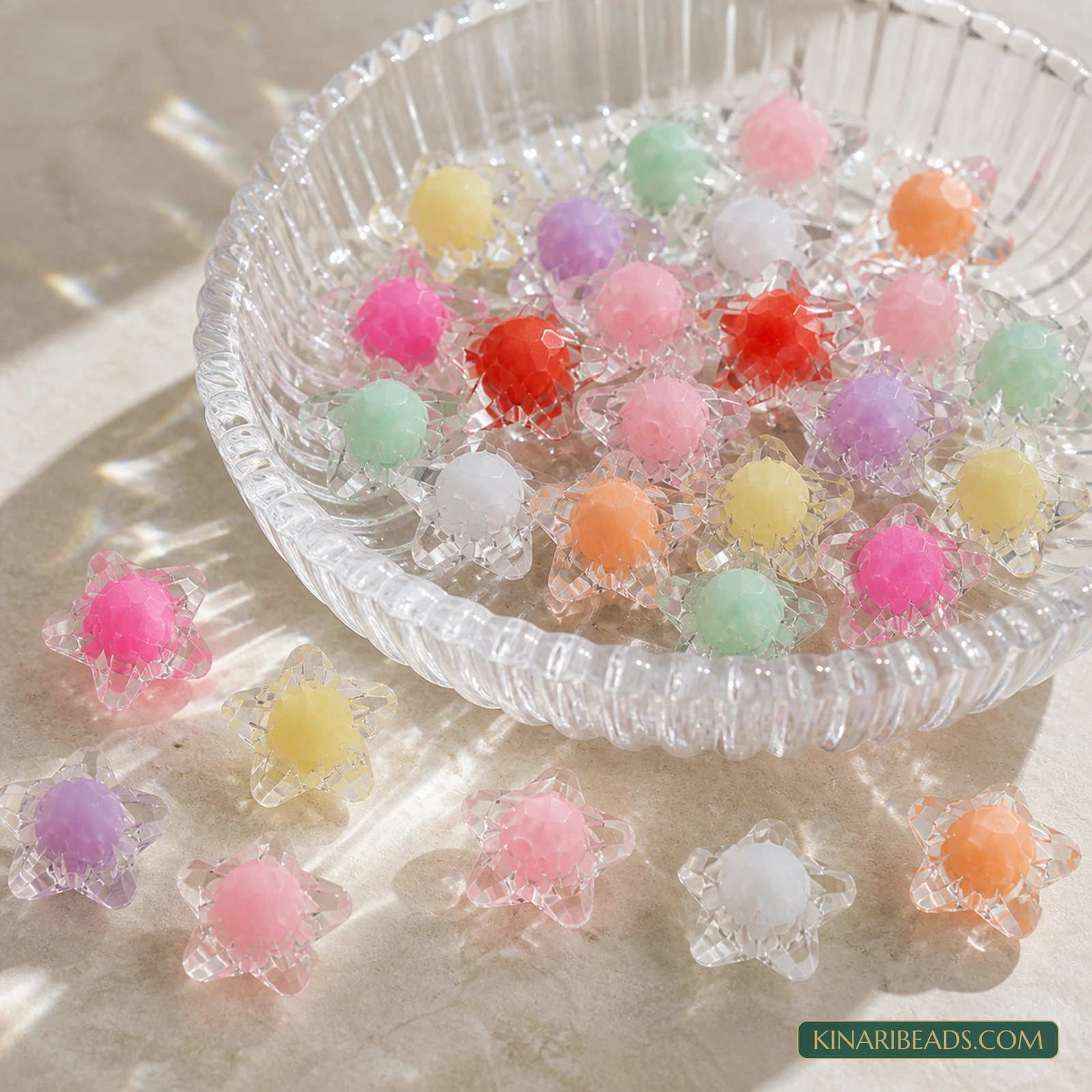10mm Transparent Star Acrylic Beads with Pastel Core - 100g (Approx. 200 Pcs) product image