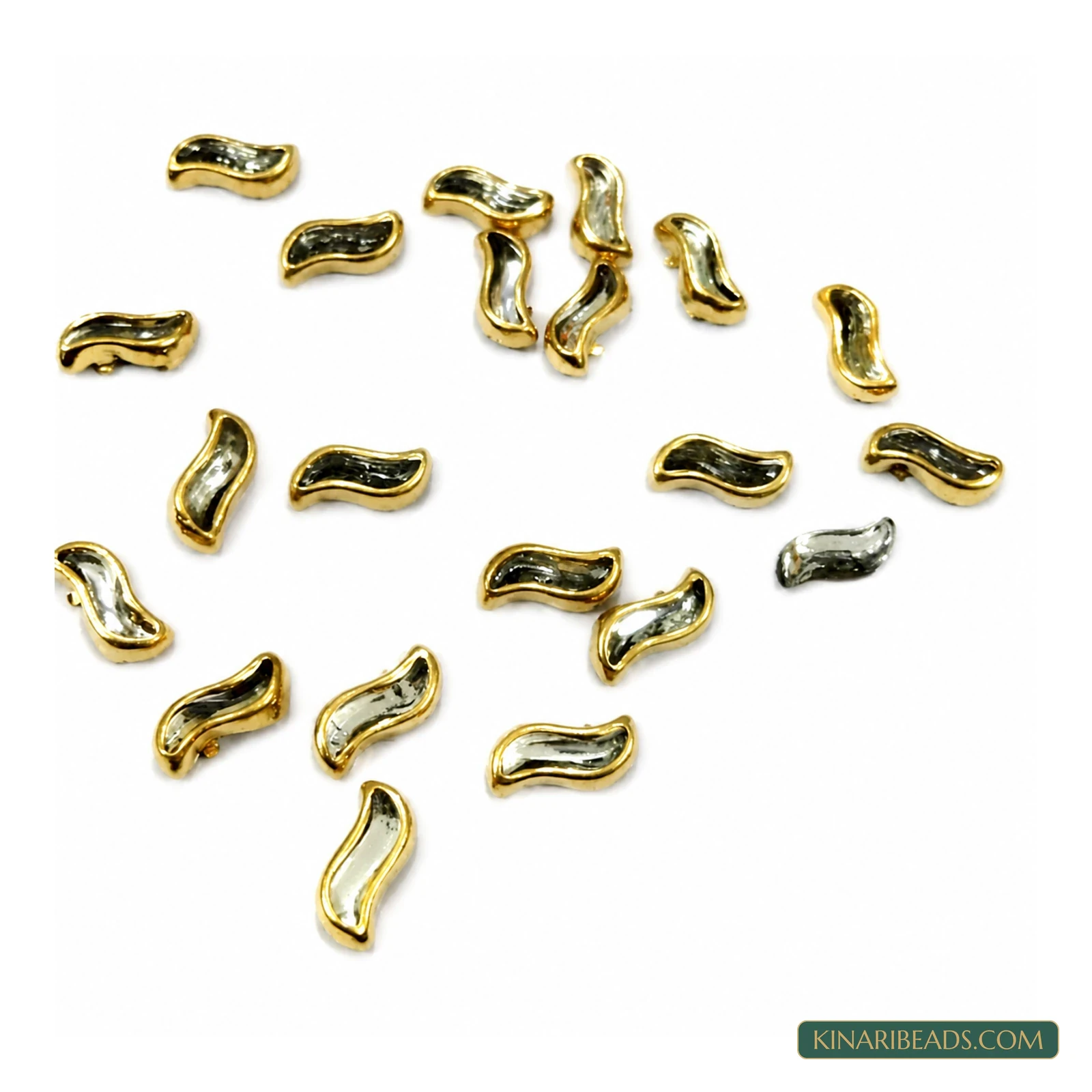 10×4mm S-Shaped Golden Kundan Stones – 100g