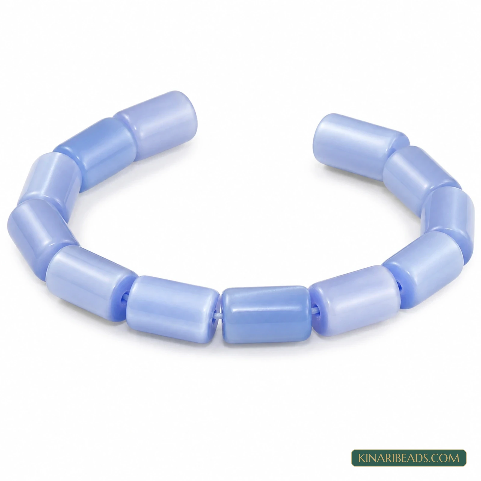 10×6mm Tube Cat’s Eye Glass Beads – 1 String - Blue colour