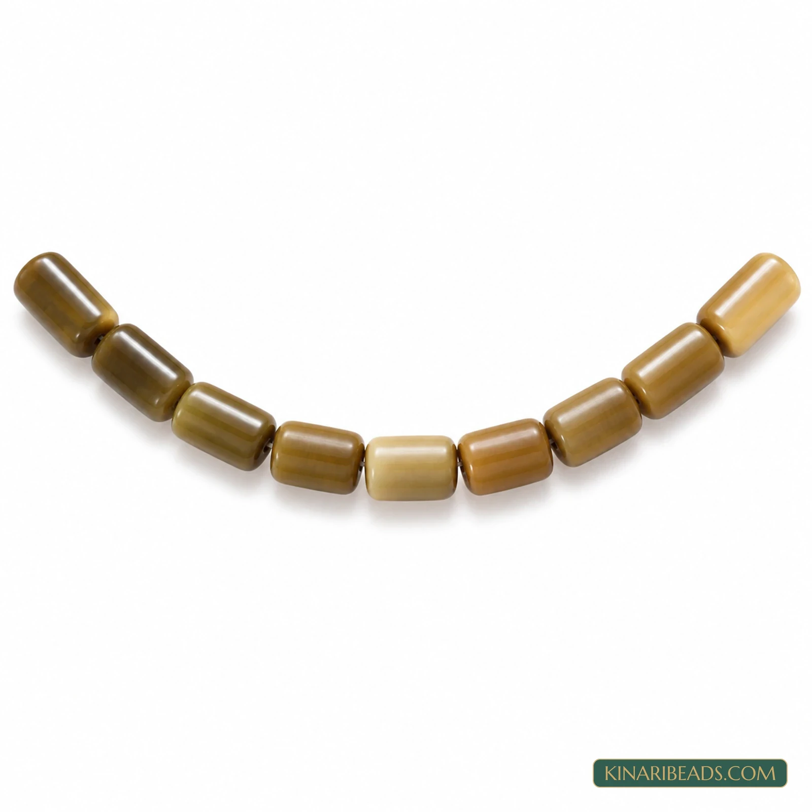 10×6mm Tube Cat’s Eye Glass Beads – 1 String - Brown colour