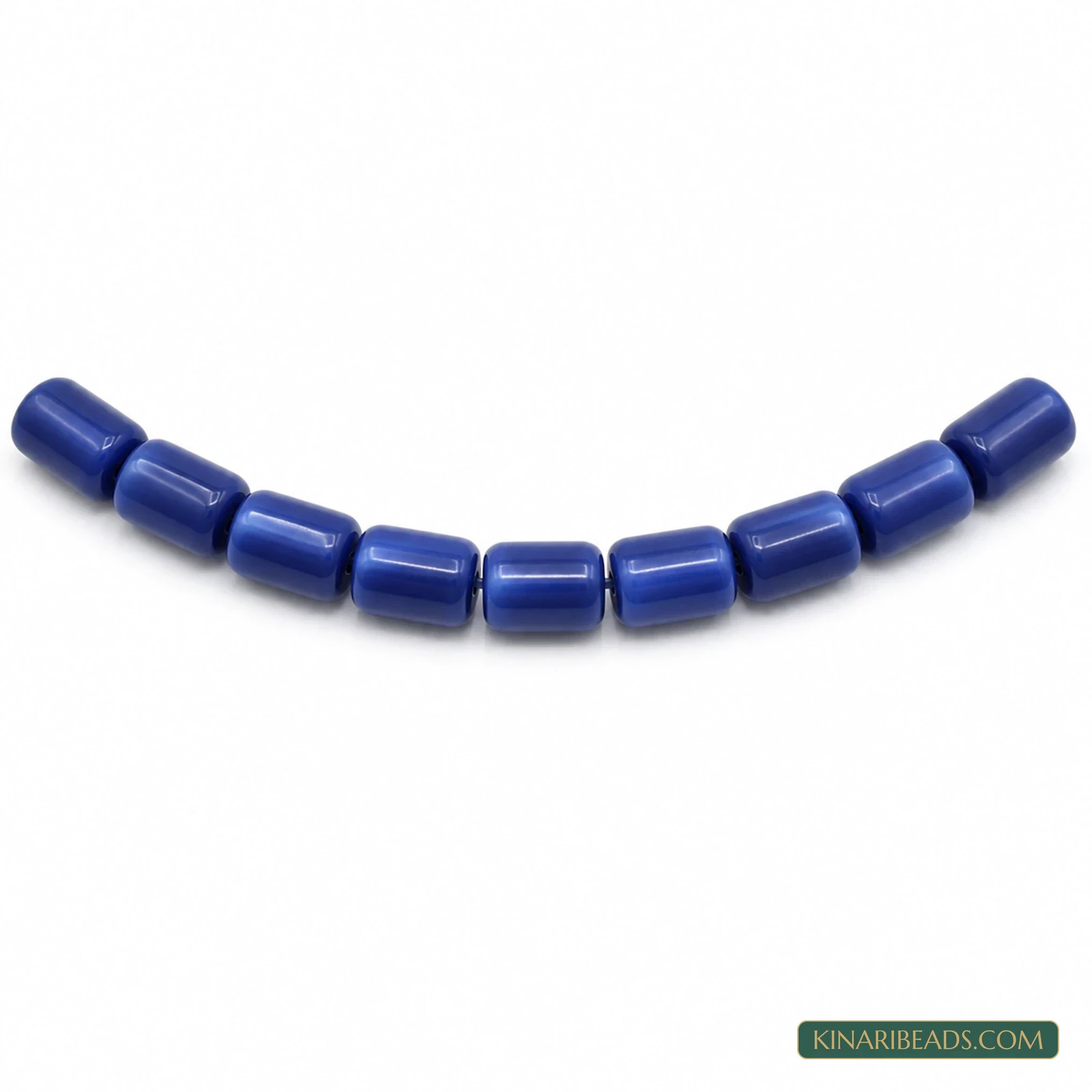 10×6mm Tube Cat’s Eye Glass Beads – 1 String - Dark Blue colour