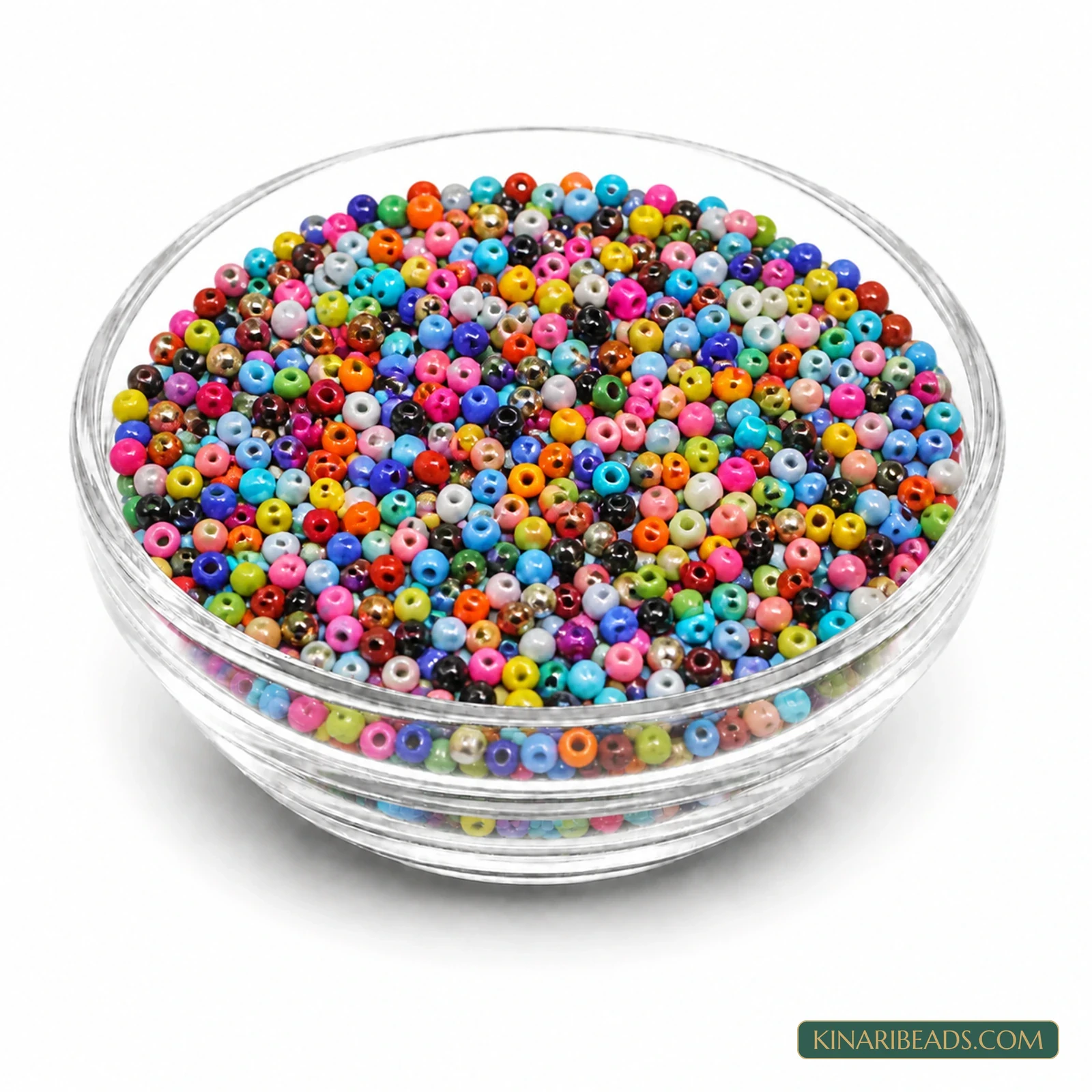 11/0 Opaque Round Glass Seed Beads for Aari Embroidery & Jewellery - 100g - Multicolour Opaque colour
