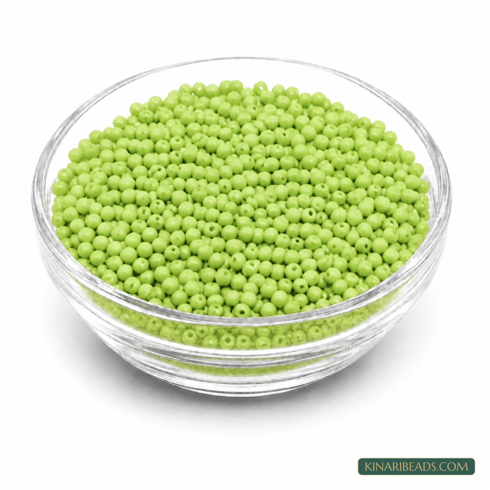 11/0 Opaque Round Glass Seed Beads for Aari Embroidery & Jewellery - 100g - Parrot Green Opaque colour
