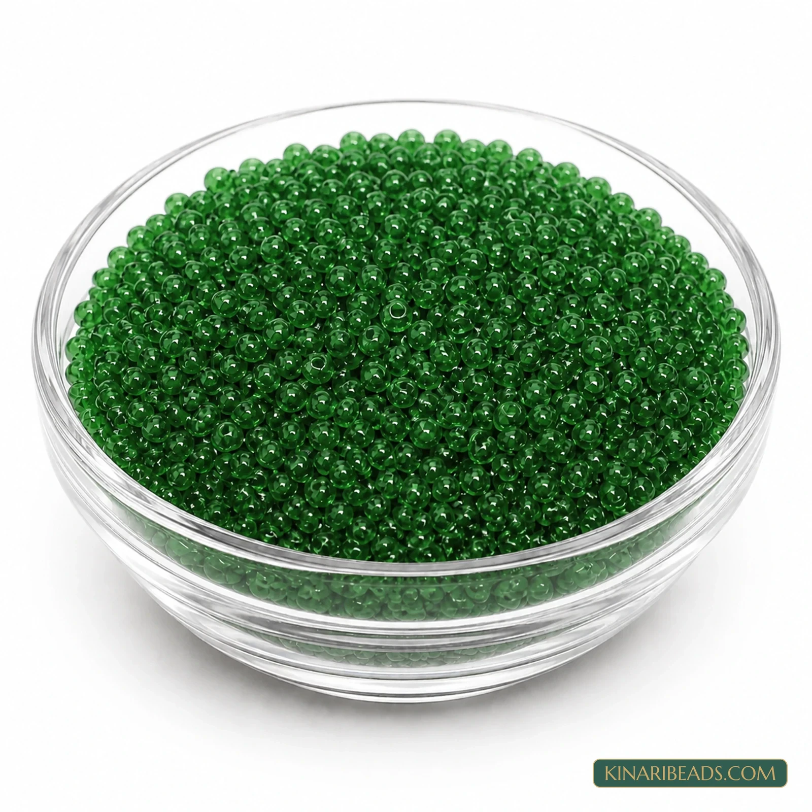 11/0 Transparent Glass Seed Beads – 100g Pack - Green Trans colour
