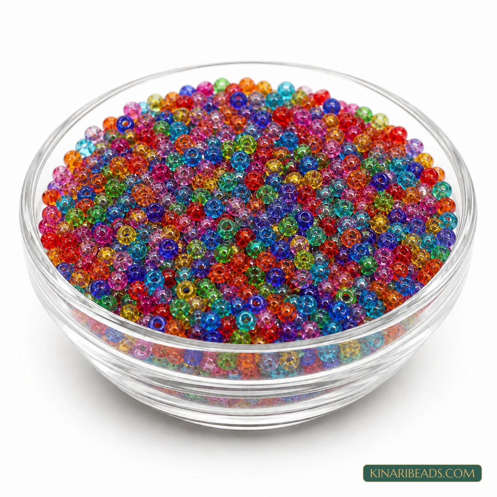 11/0 Transparent Glass Seed Beads – 100g Pack - Multicolour Trans colour