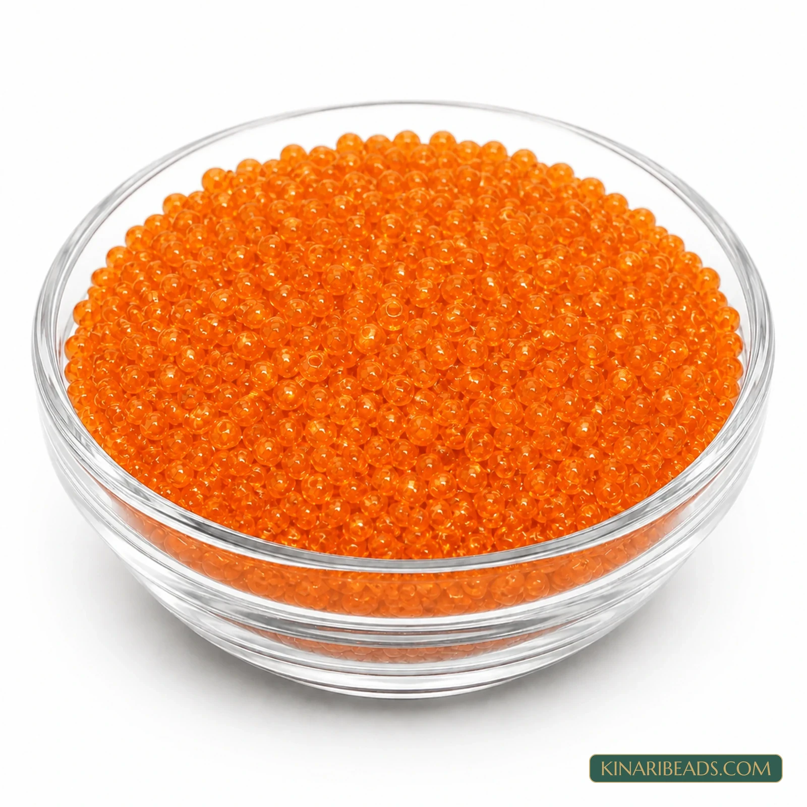 11/0 Transparent Glass Seed Beads – 100g Pack - Orange Trans colour