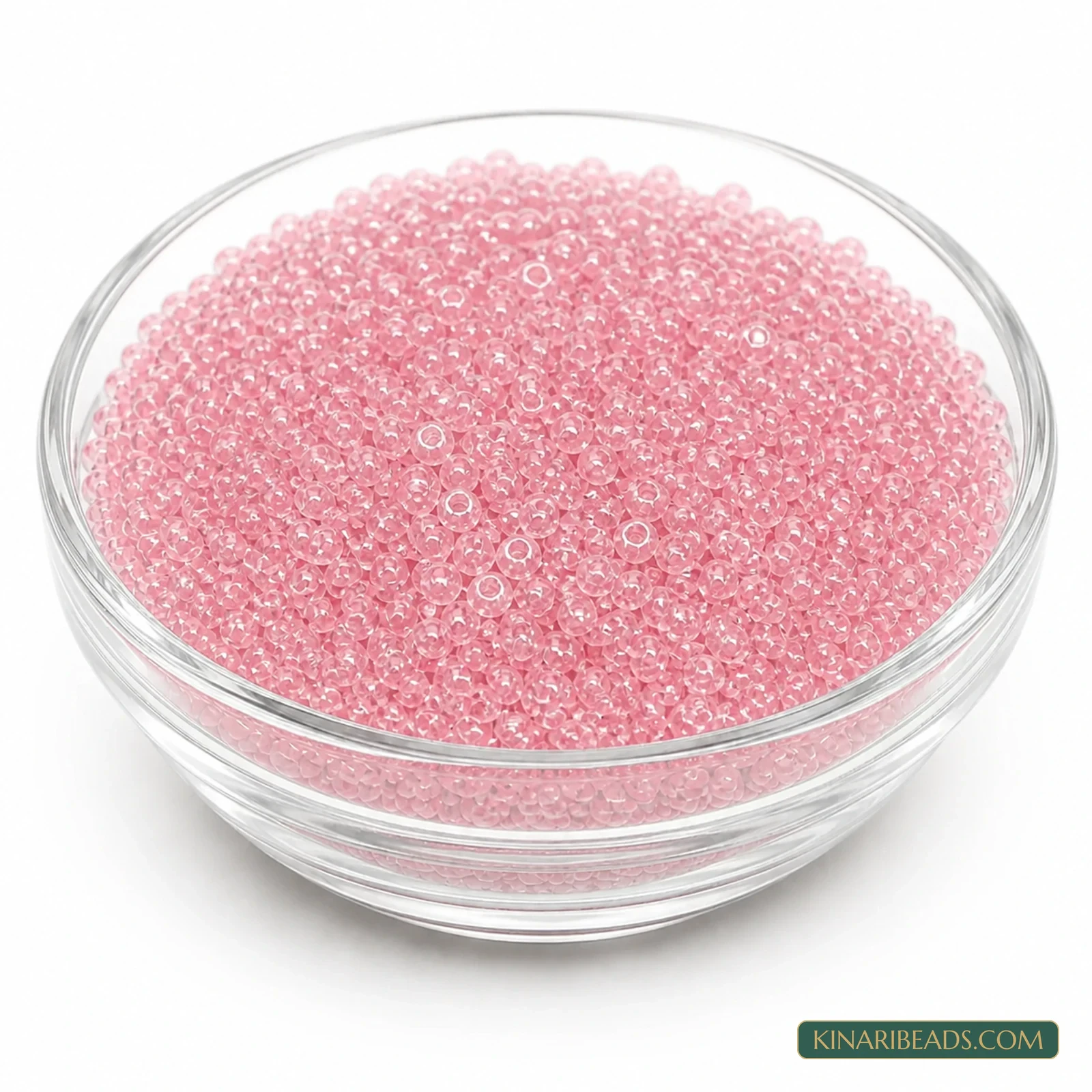 11/0 Transparent Glass Seed Beads – 100g Pack - Pink Trans colour