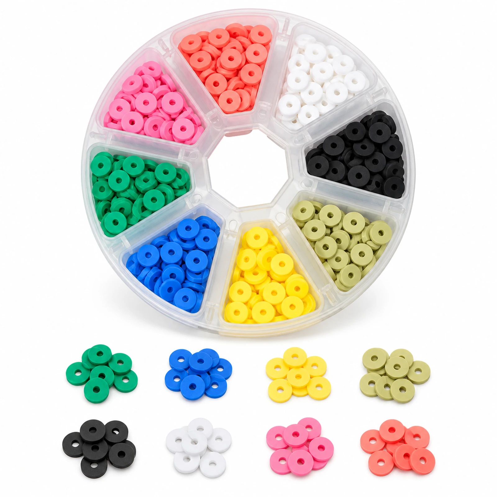 1120-Piece 8-Colour Solid Polymer Clay Heishi Kit - Eight Colours colour