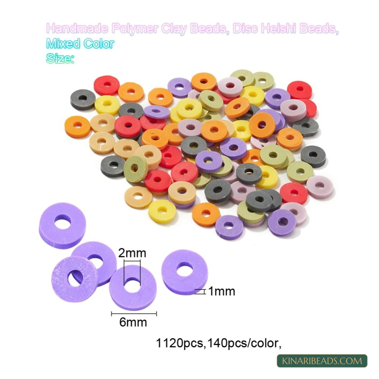 1,120-Piece Heishi Polymer Clay Beads Kit – 8 Colours product image
