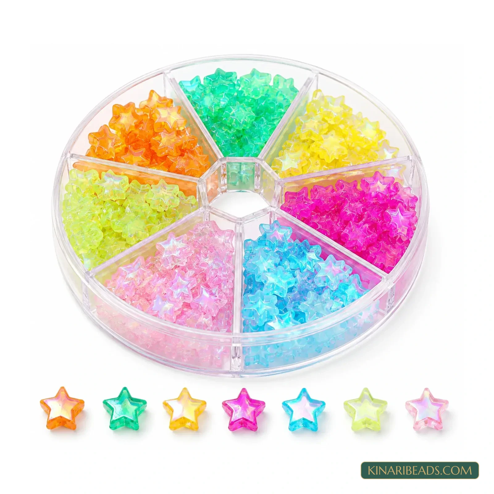 11mm Multicolour Transparent Star Acrylic Beads - 100g (Approx. 425 Pcs) product image