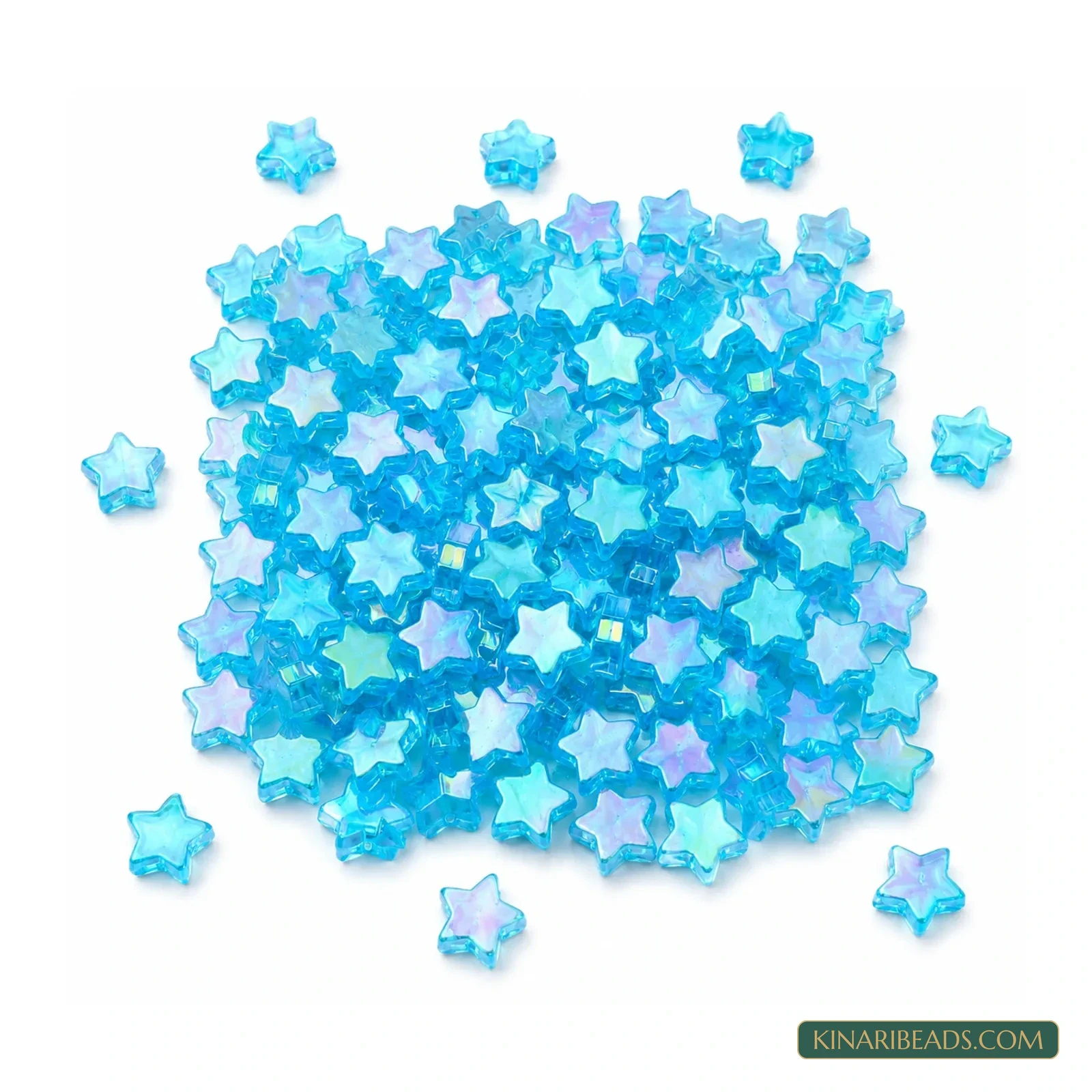 11mm Transparent Star-Shaped Acrylic Beads - 100g (Approx. 425 Pcs) - Transparent Aqua Blue colour
